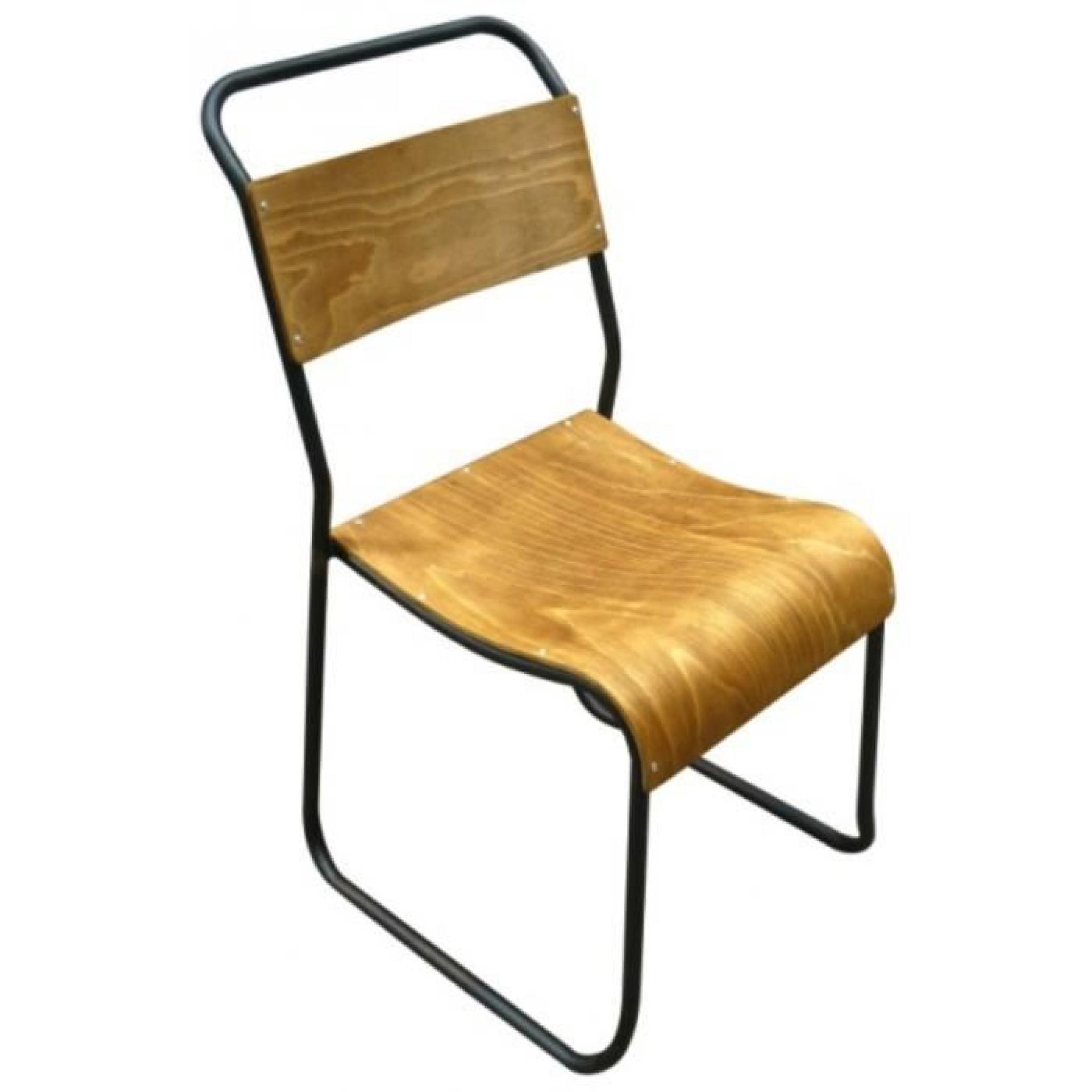 Chaise vintage bois métal Avior Couleur Gris/Erable vintage