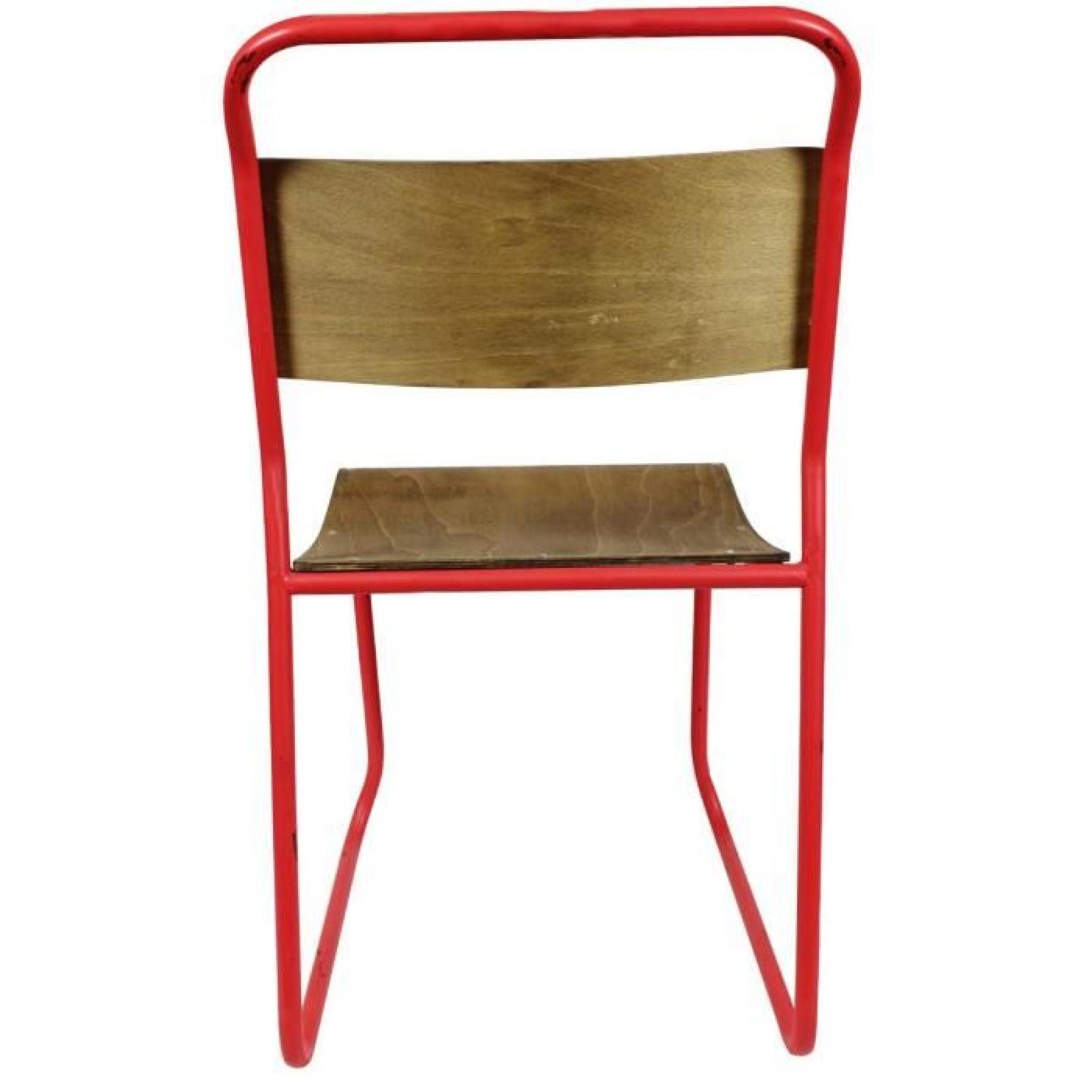 Chaise vintage bois métal Avior Couleur Rouge pas cher