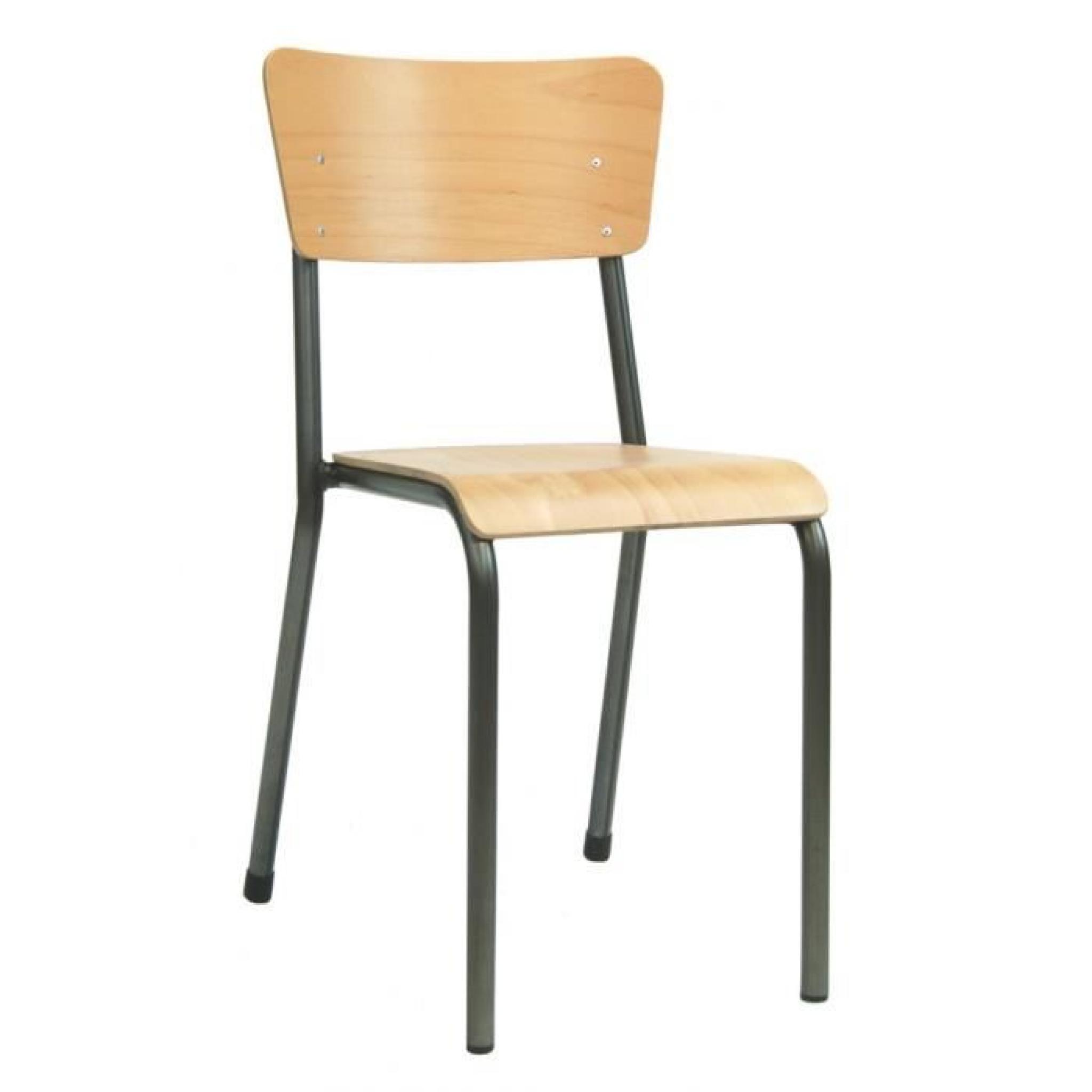 Chaise vintage tubulaire et stratifié MARIE-LOUISE par Declercq Design - MARIE-LOUISE-Vernis-45 - Acier - Standard - 45 cm - Vernis