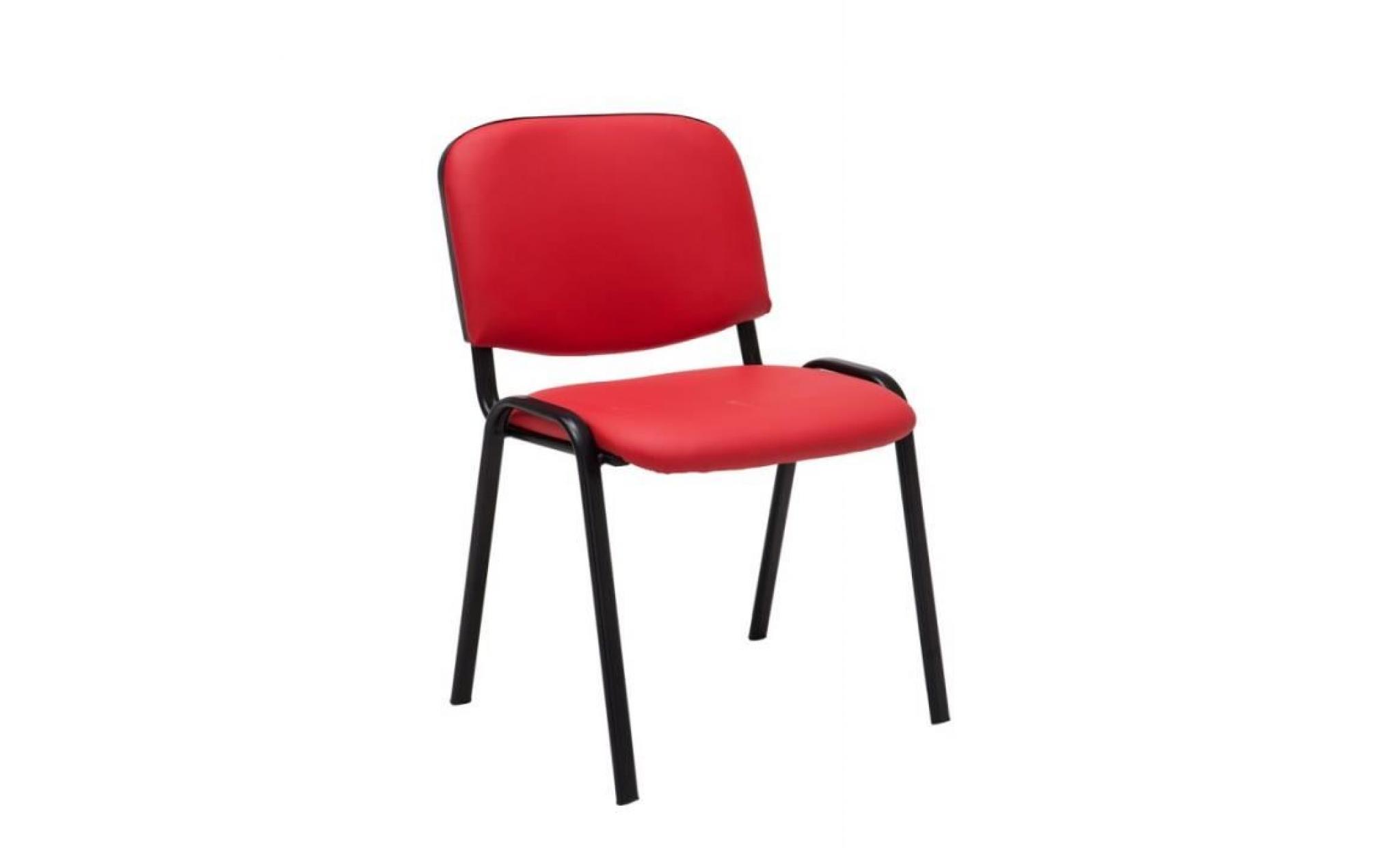 chaise visiteur assise rembourrée en pu rouge bur10070