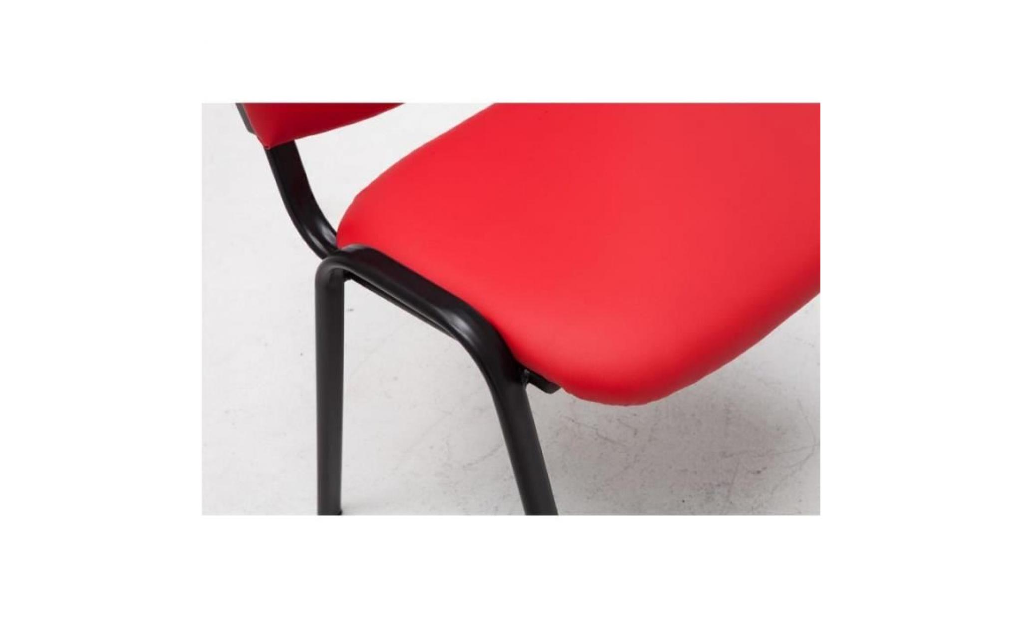 chaise visiteur assise rembourrée en pu rouge bur10070 pas cher