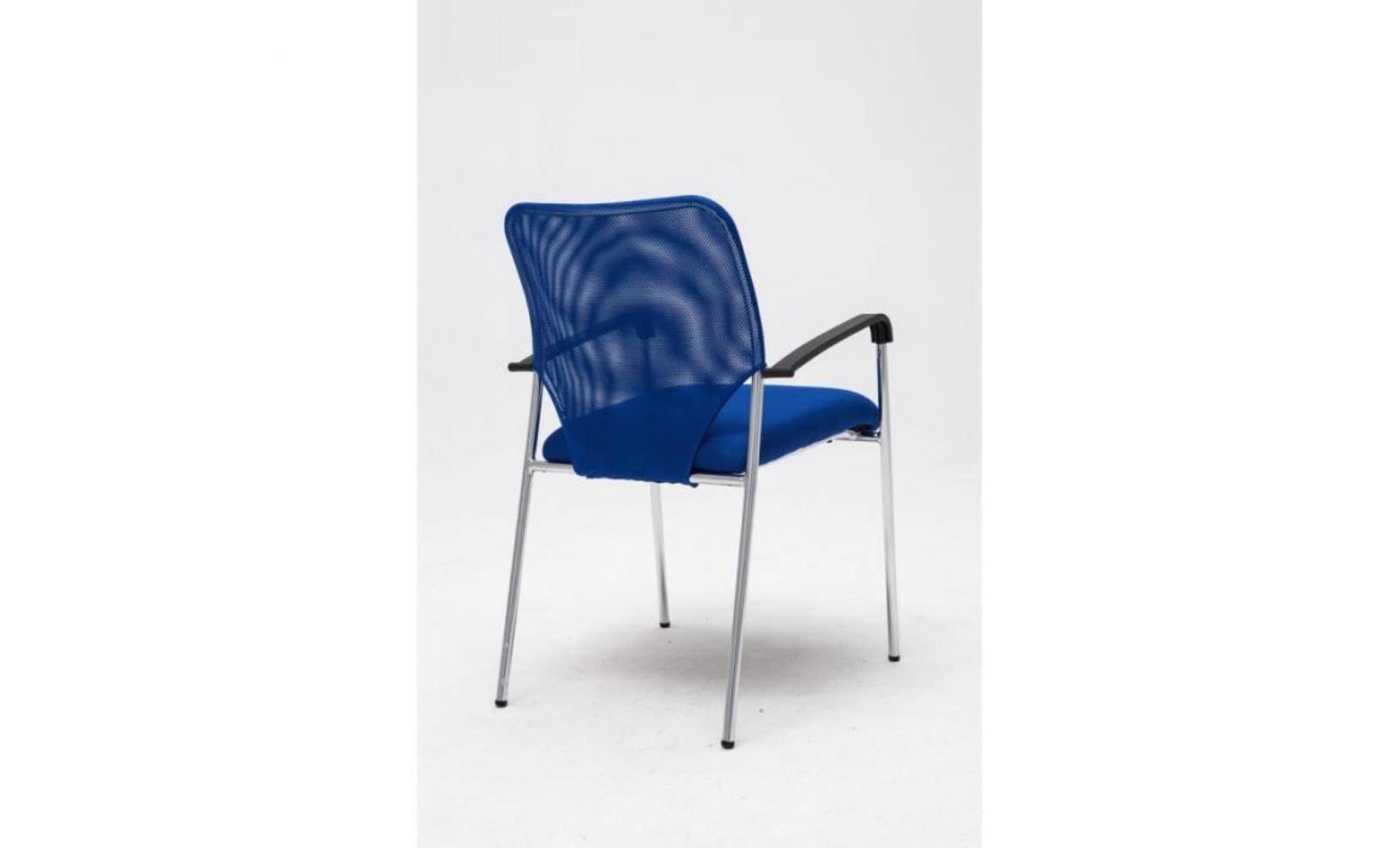 chaise visiteur bureau bleu pieds chromé avec accoudoir bur10036 pas cher