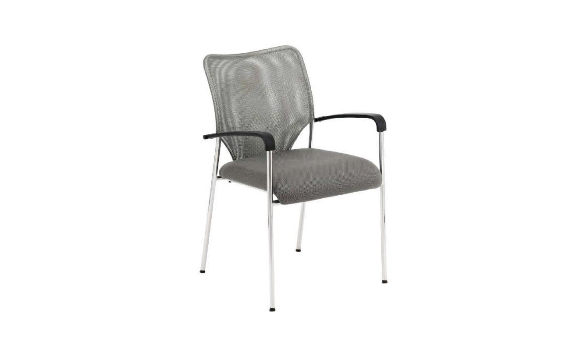 chaise visiteur bureau gris pieds chromé avec accoudoir bur10032