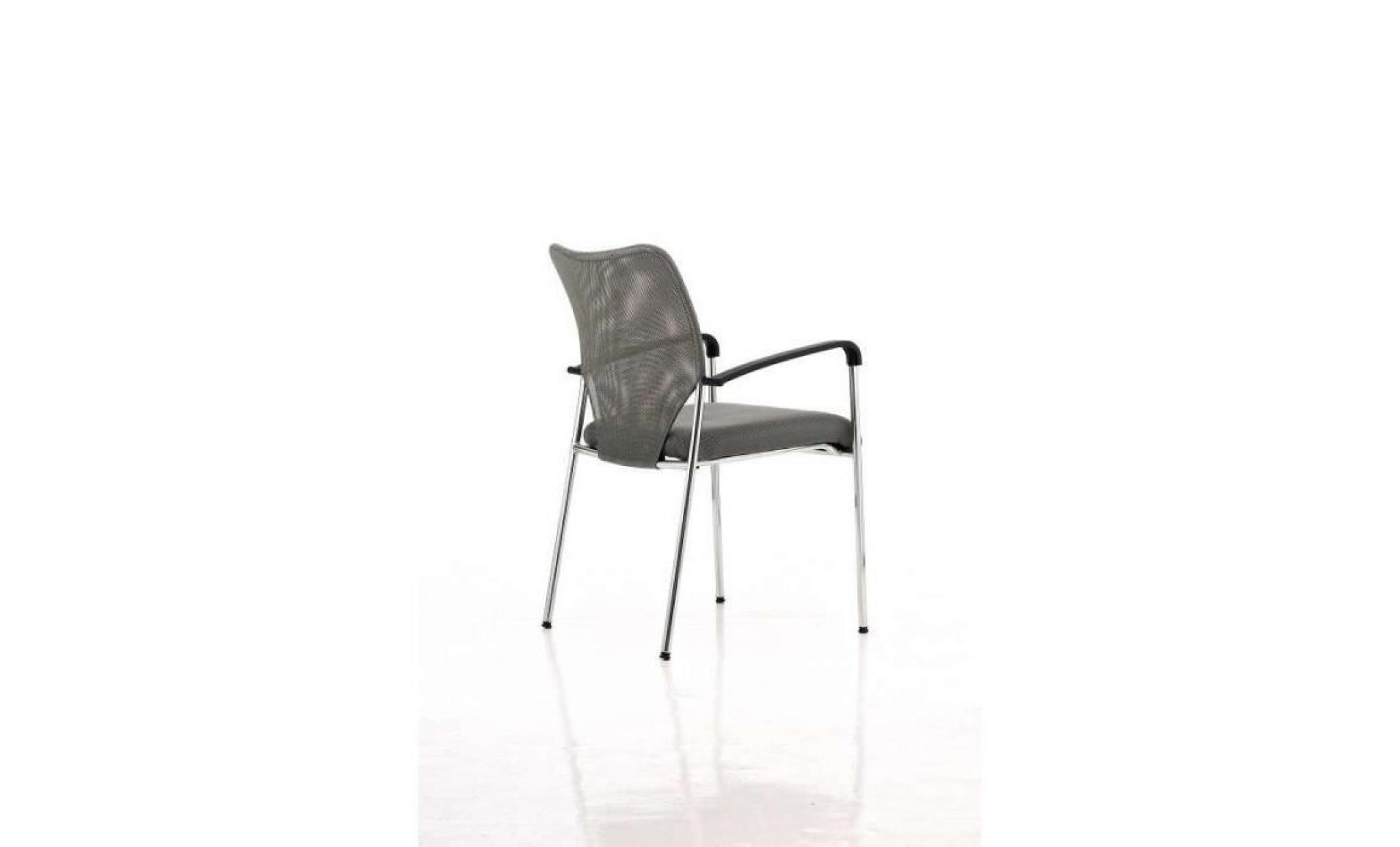 chaise visiteur bureau gris pieds chromé avec accoudoir bur10032 pas cher