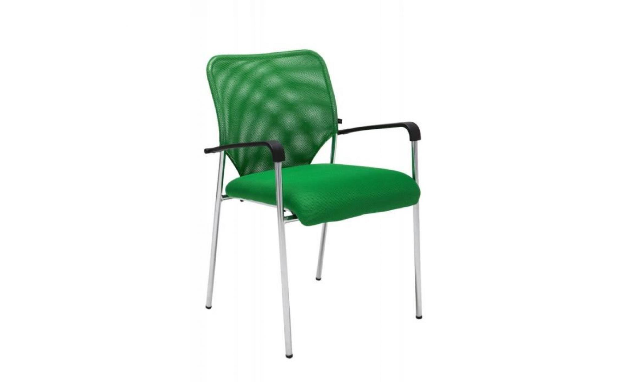 chaise visiteur bureau vert pieds chromé avec accoudoir bur10035