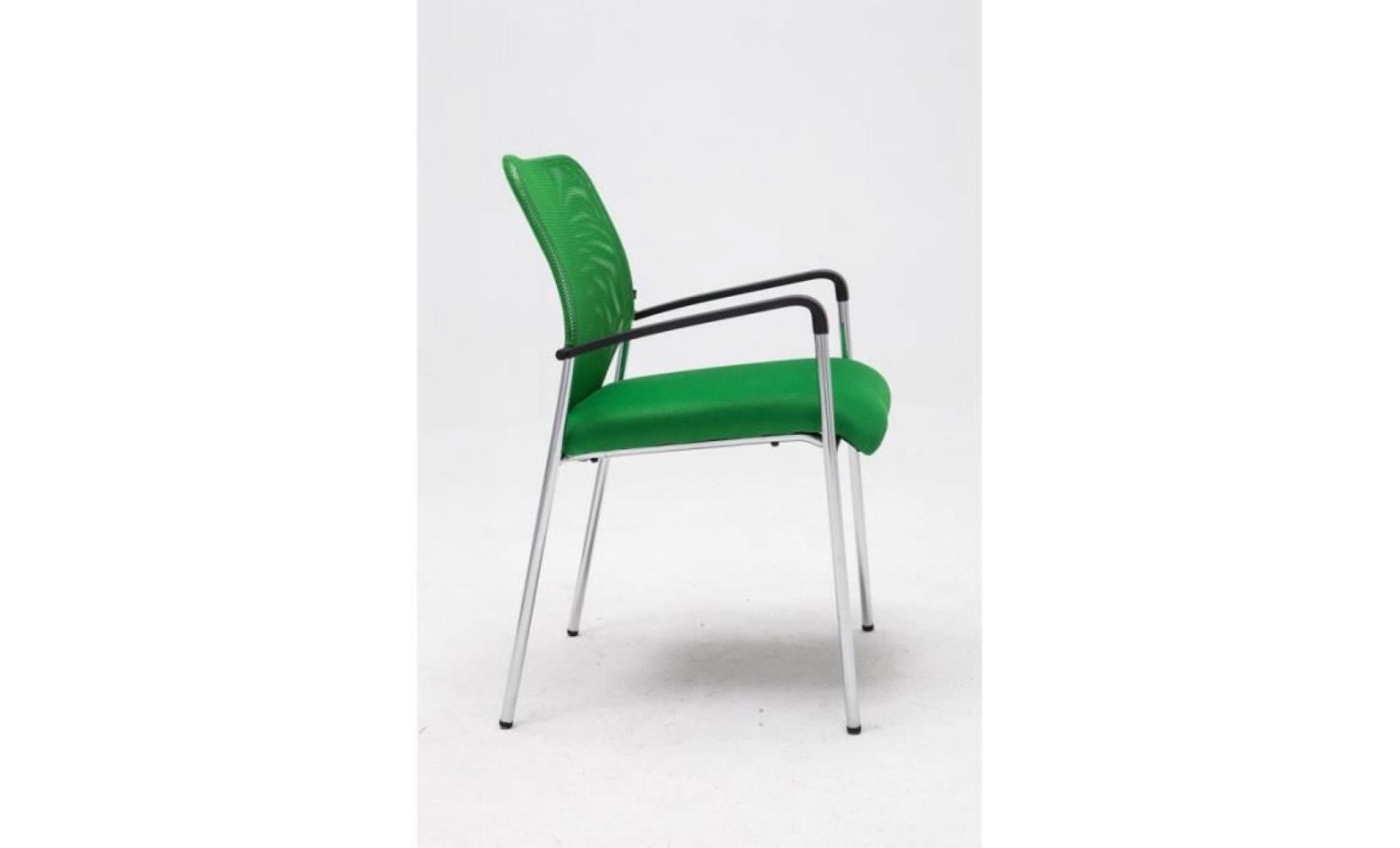 chaise visiteur bureau vert pieds chromé avec accoudoir bur10035 pas cher