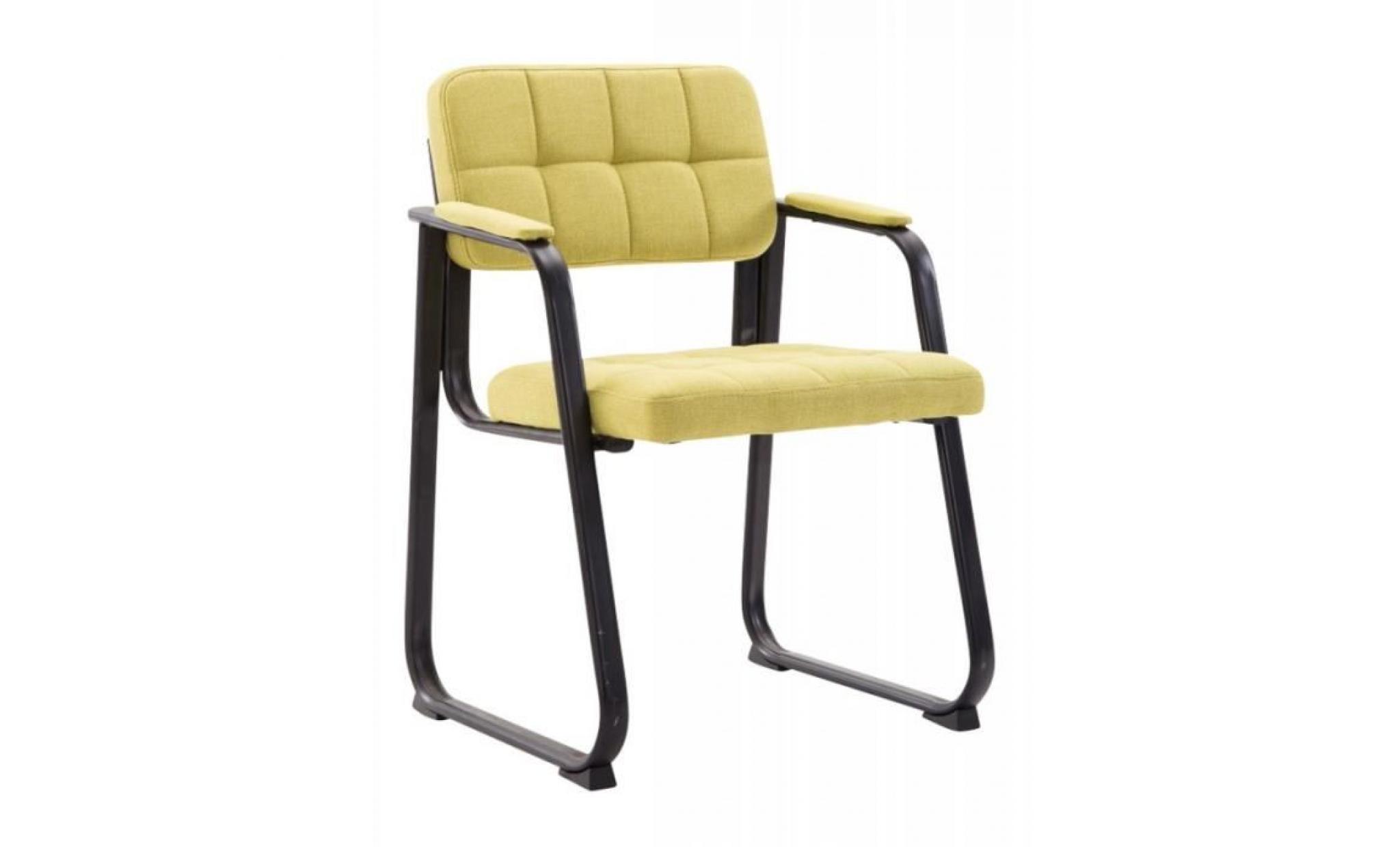 chaise visiteur fauteuil de bureau sans roulette en tissu vert bur10217