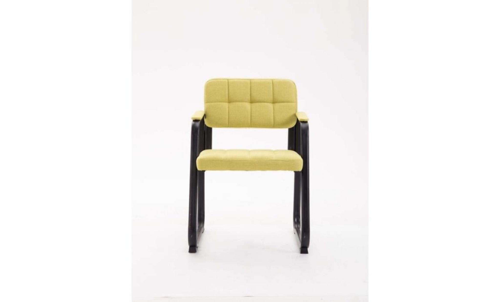 chaise visiteur fauteuil de bureau sans roulette en tissu vert bur10217 pas cher