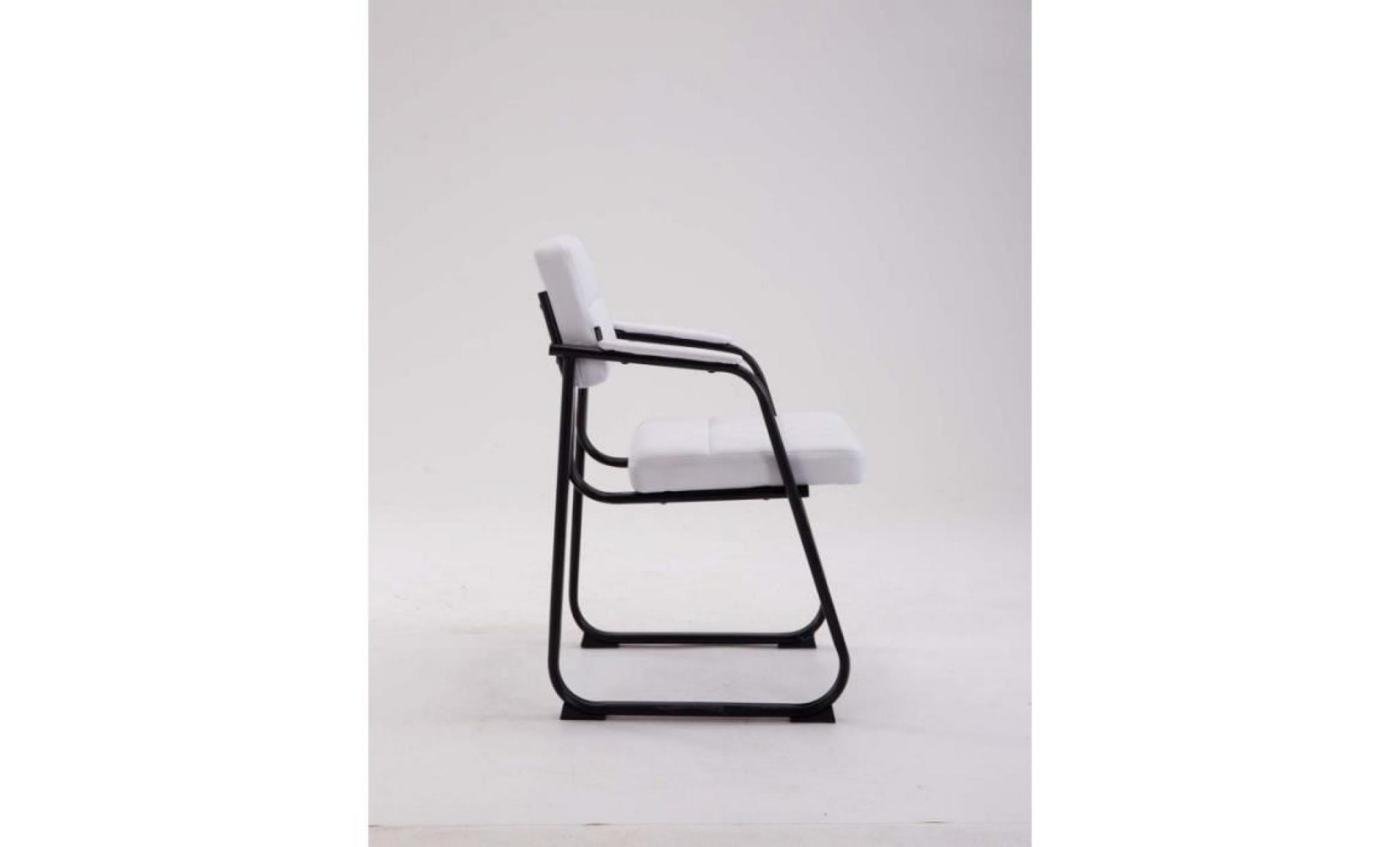 chaise visiteur fauteuil de bureau sans roulette pu blanc bur10231 pas cher
