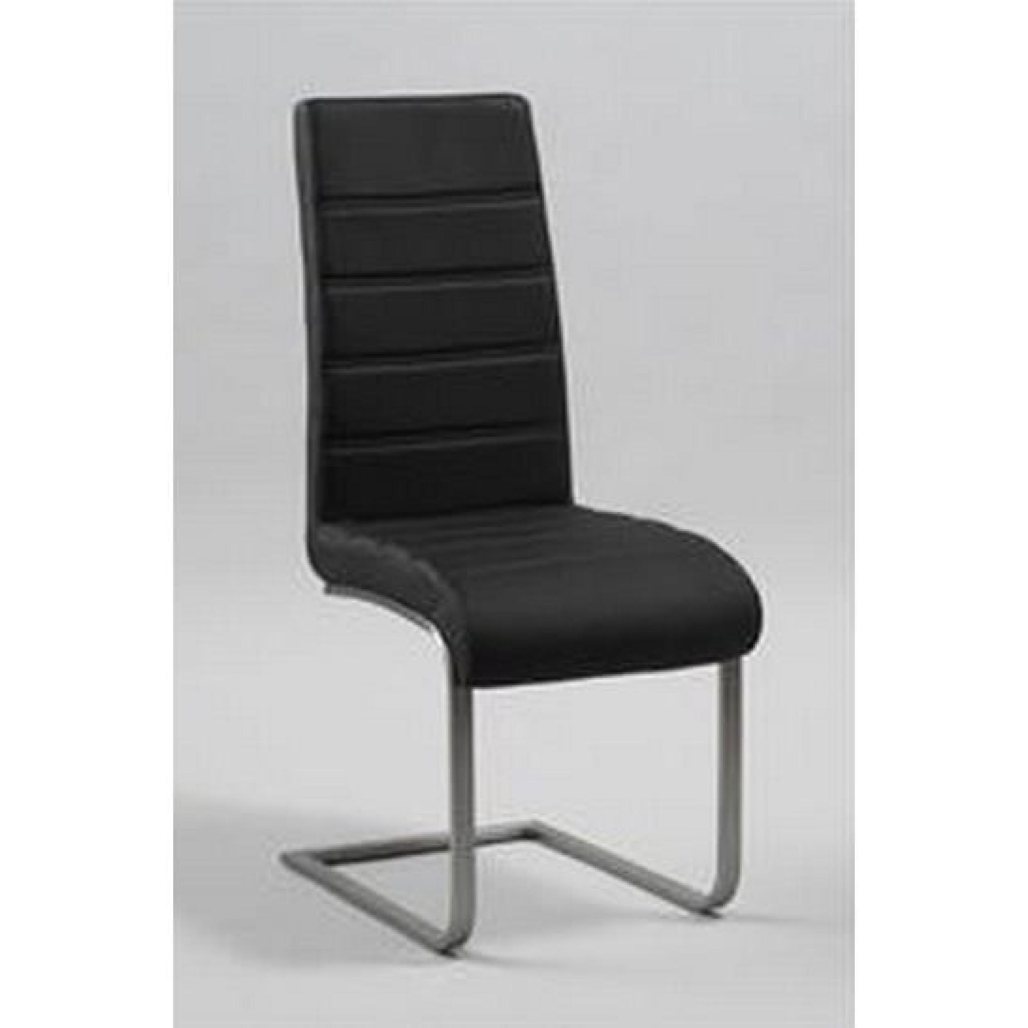 Chaise WIND en cuir noir et acier pas cher