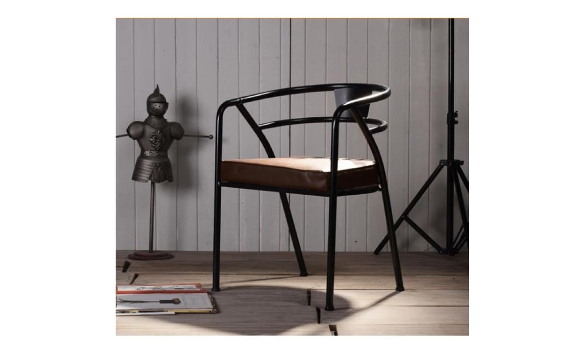 chaise ypo noir fauteuil métal & simili cuir design style industriel luxe vintage