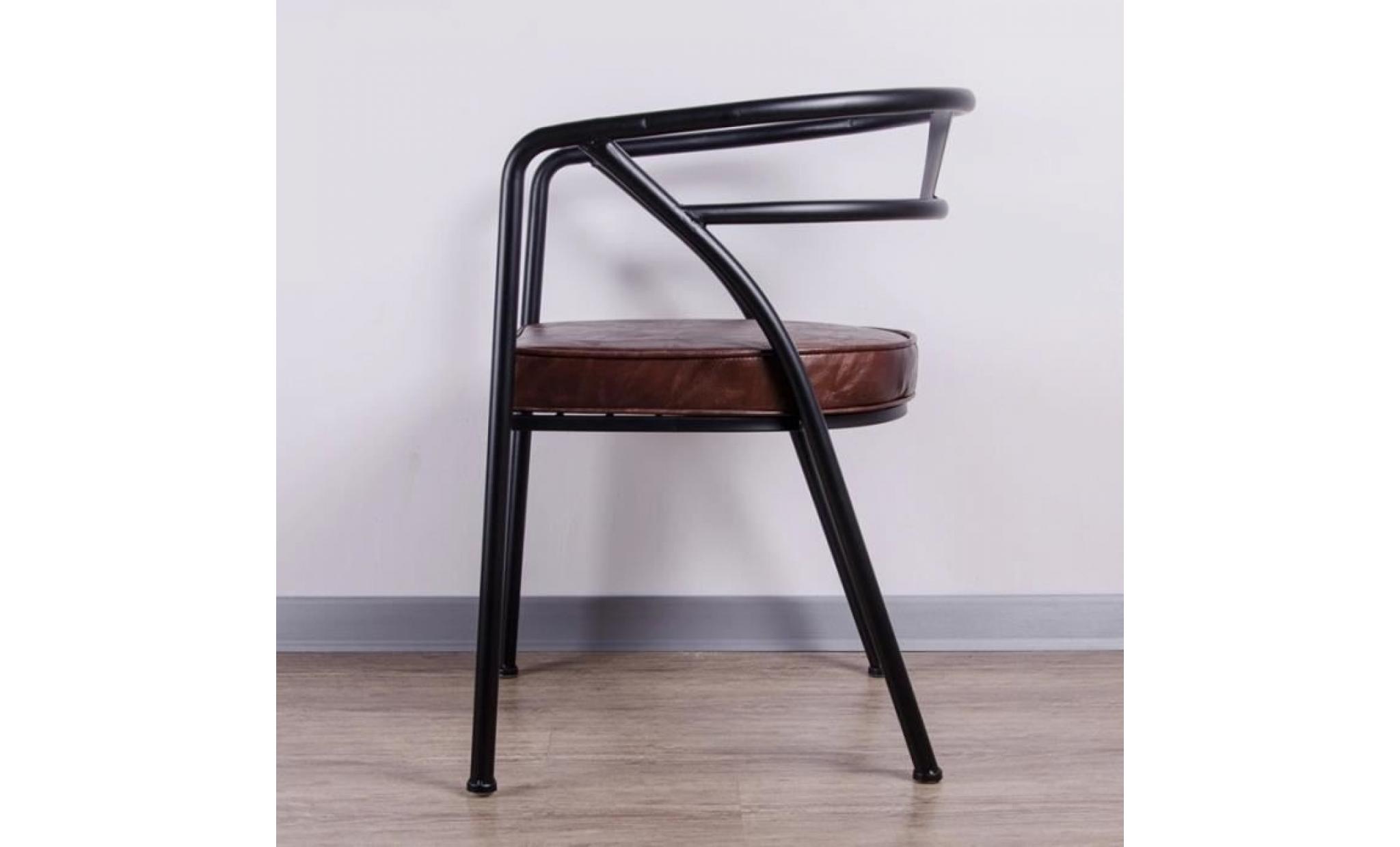 chaise ypo noir fauteuil métal & simili cuir design style industriel luxe vintage pas cher