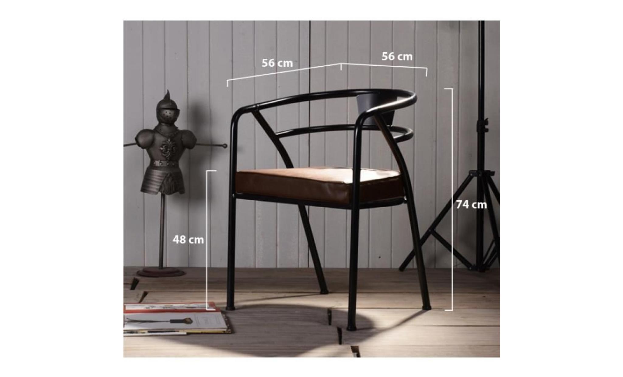 chaise ypo noir fauteuil métal & simili cuir design style industriel luxe vintage pas cher