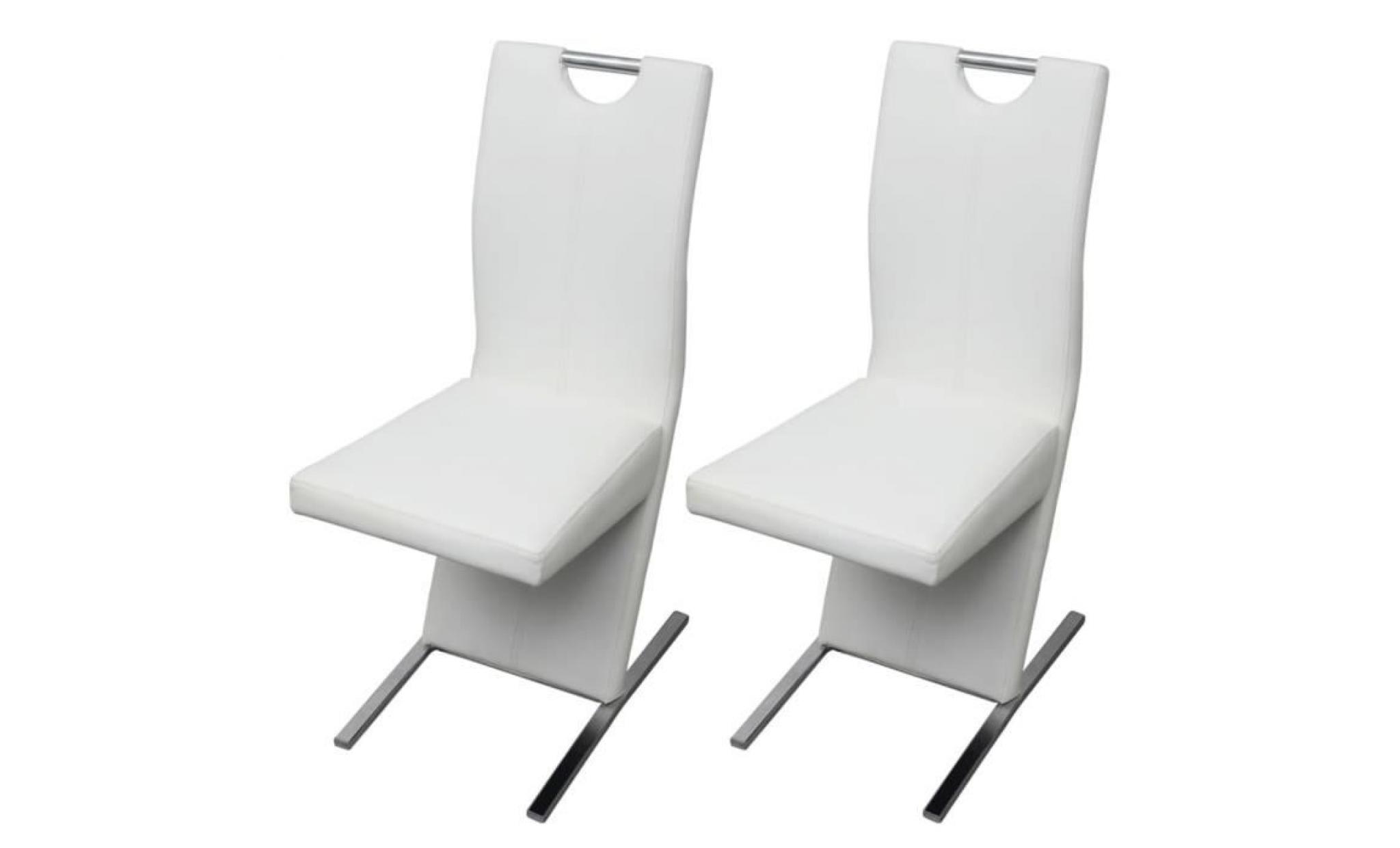 chaises 2 pcs en cuir artificiel blanc