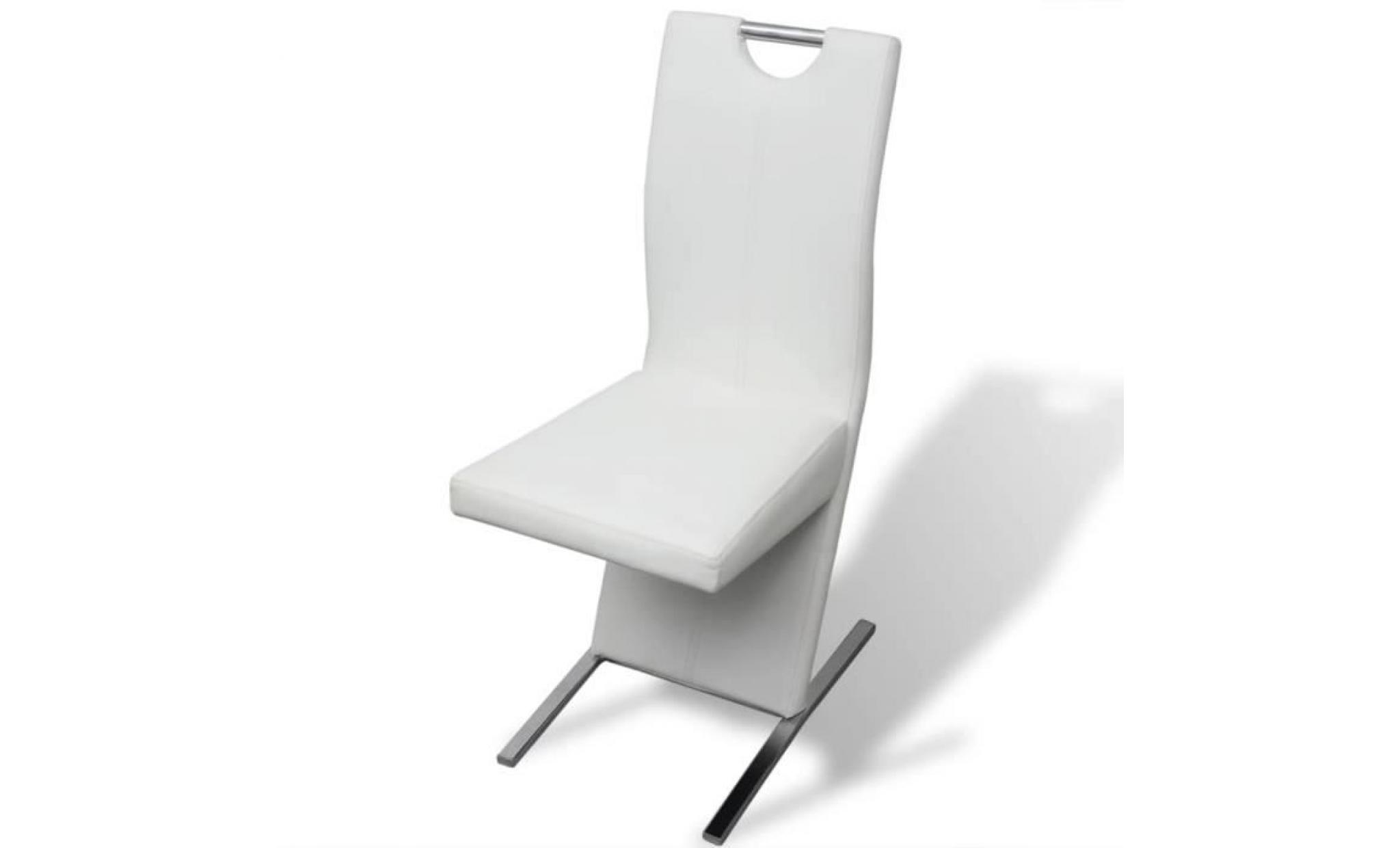 chaises 2 pcs en cuir artificiel blanc pas cher