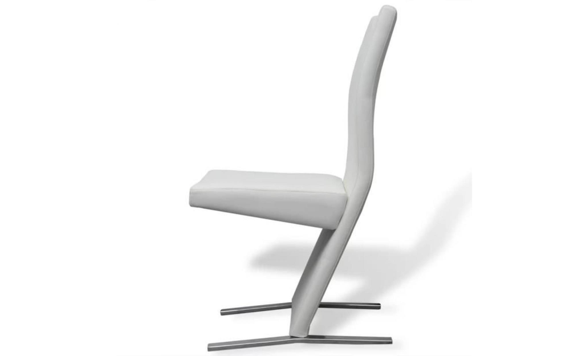 chaises 2 pcs en cuir artificiel blanc pas cher
