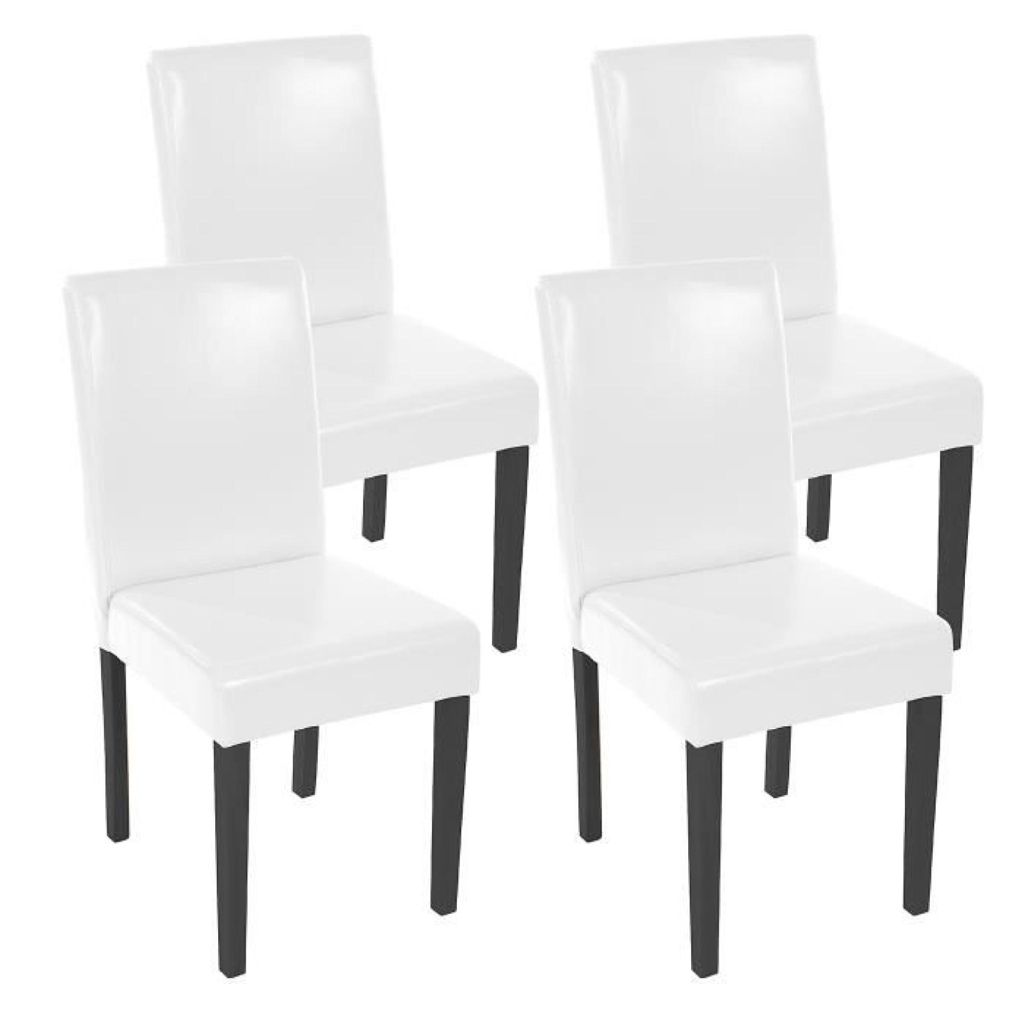  chaises Blanc en similicuir Lot de 4  Pieds Noir
