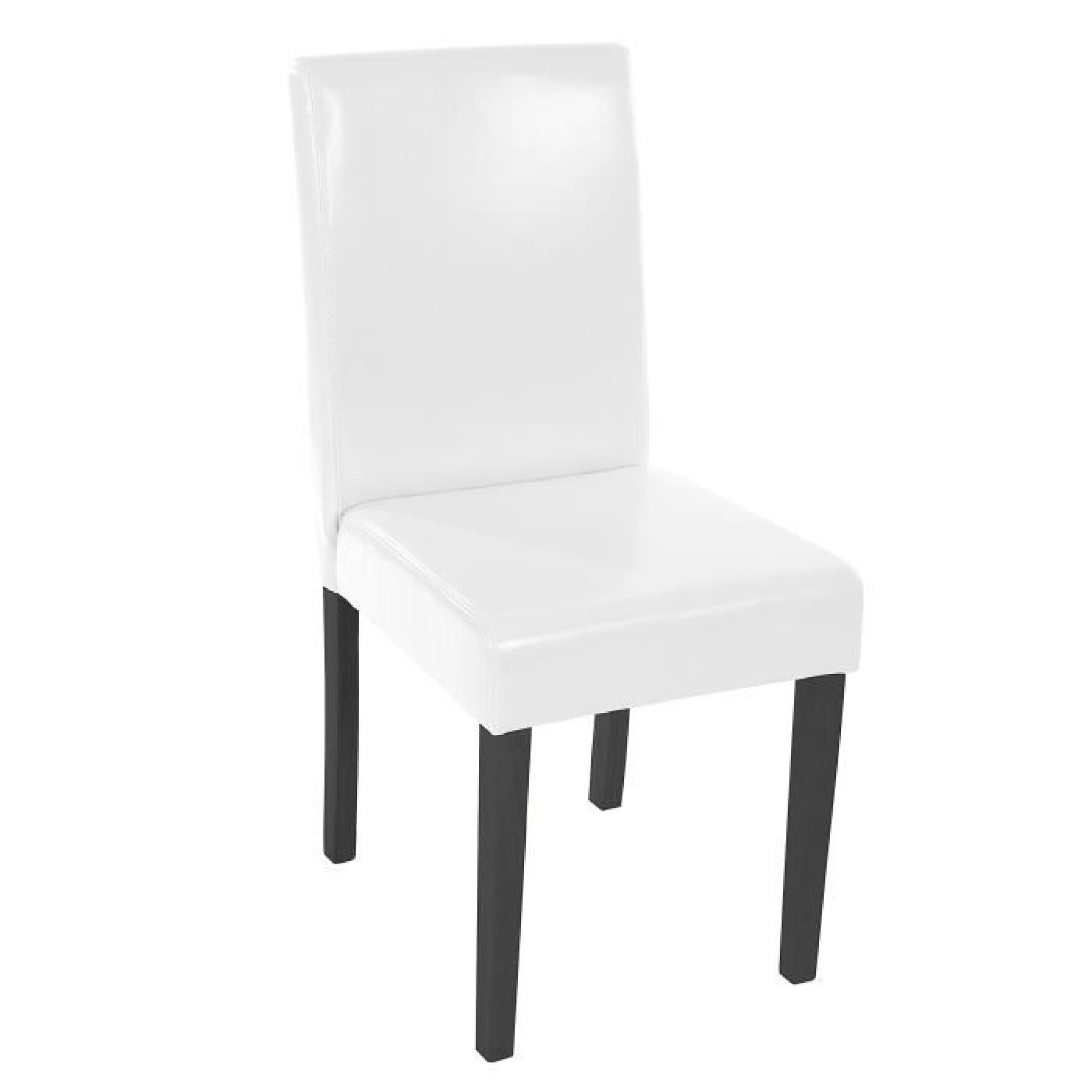 chaises Blanc en similicuir Lot de 4  Pieds Noir pas cher