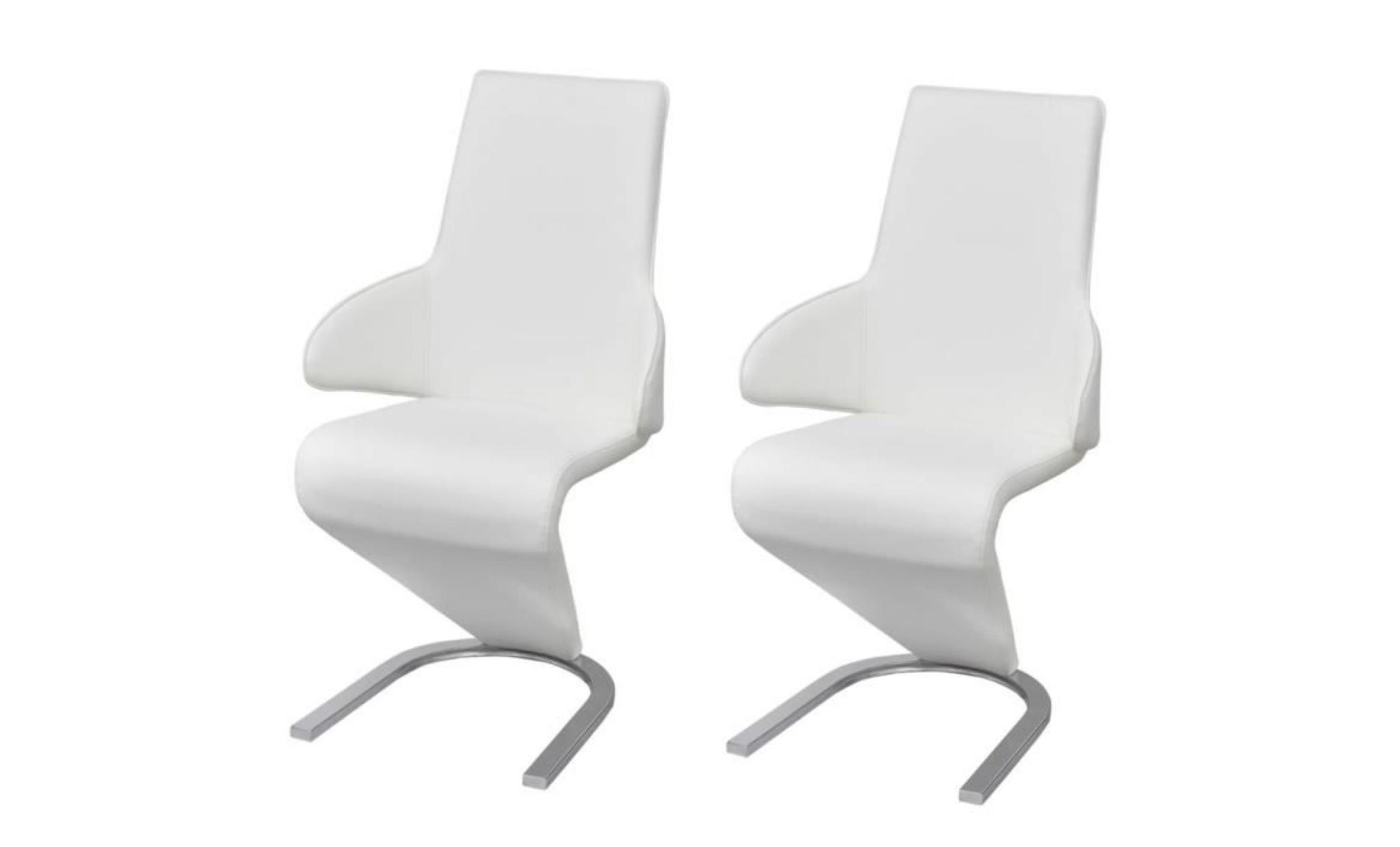 chaises cantilever 2 pcs en cuir artificiel blanc