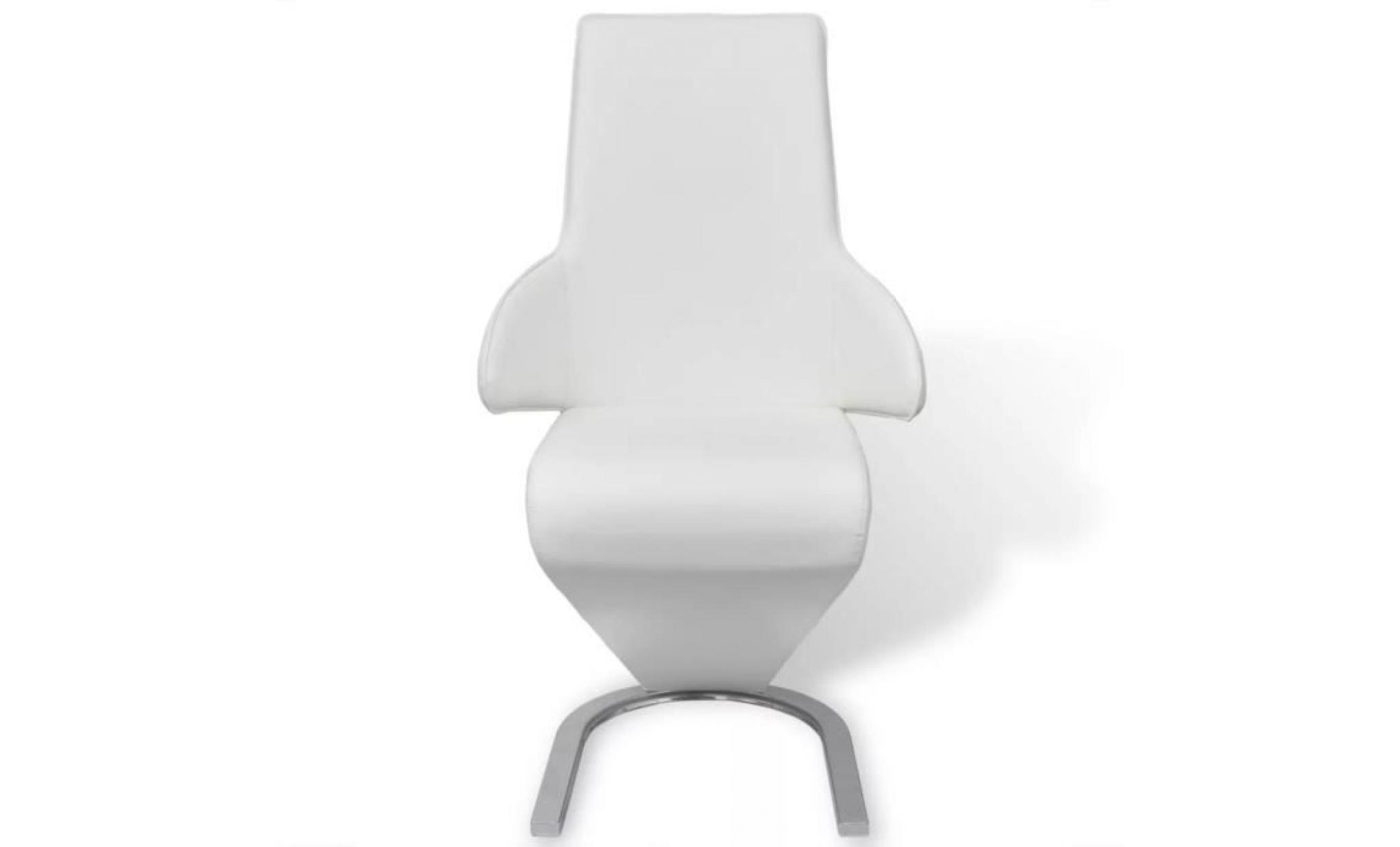 chaises cantilever 2 pcs en cuir artificiel blanc pas cher