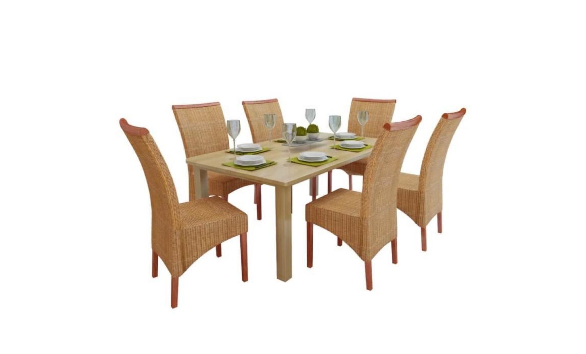 chaises de cuisine et de salle à manger 6 pièces 47 x 50 x 97 cm en rotin marron