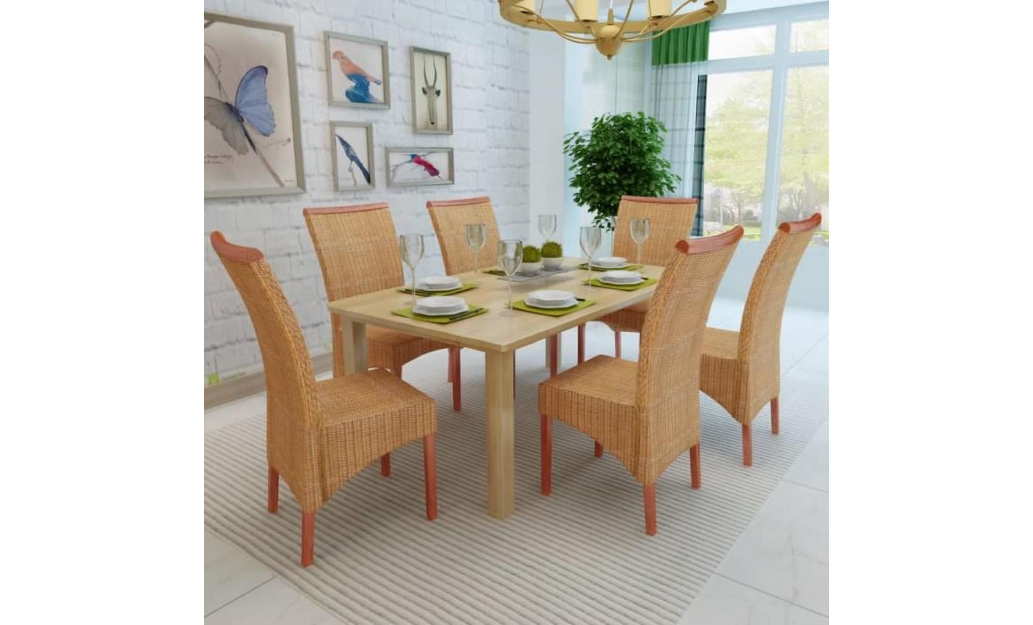 chaises de cuisine et de salle à manger 6 pièces 47 x 50 x 97 cm en rotin marron pas cher