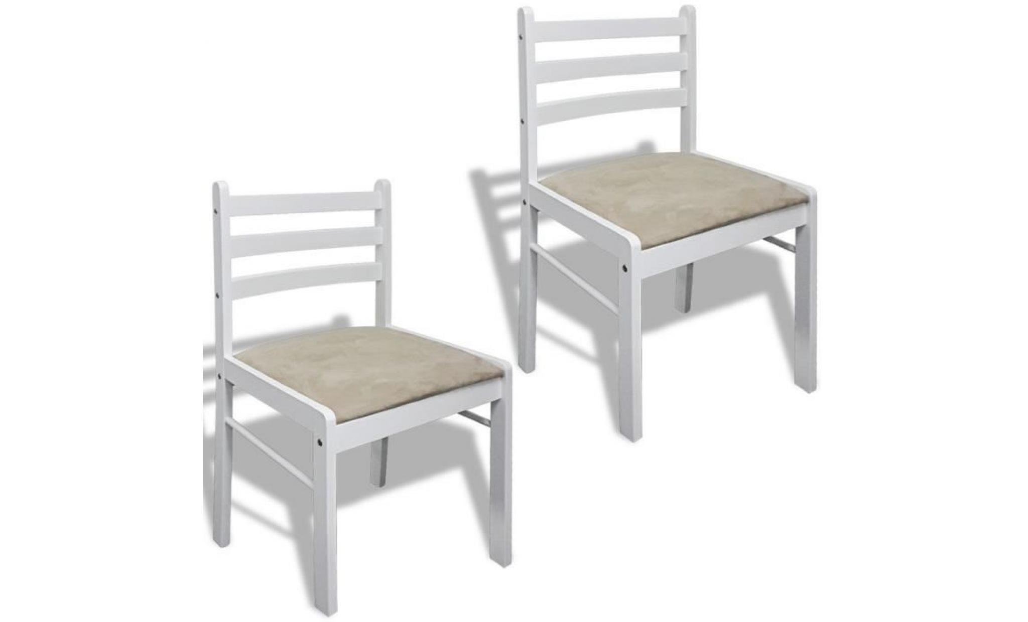 chaises de cuisine et de salle a manger set de 2 chaises blanches en bois avec dossier arrondi