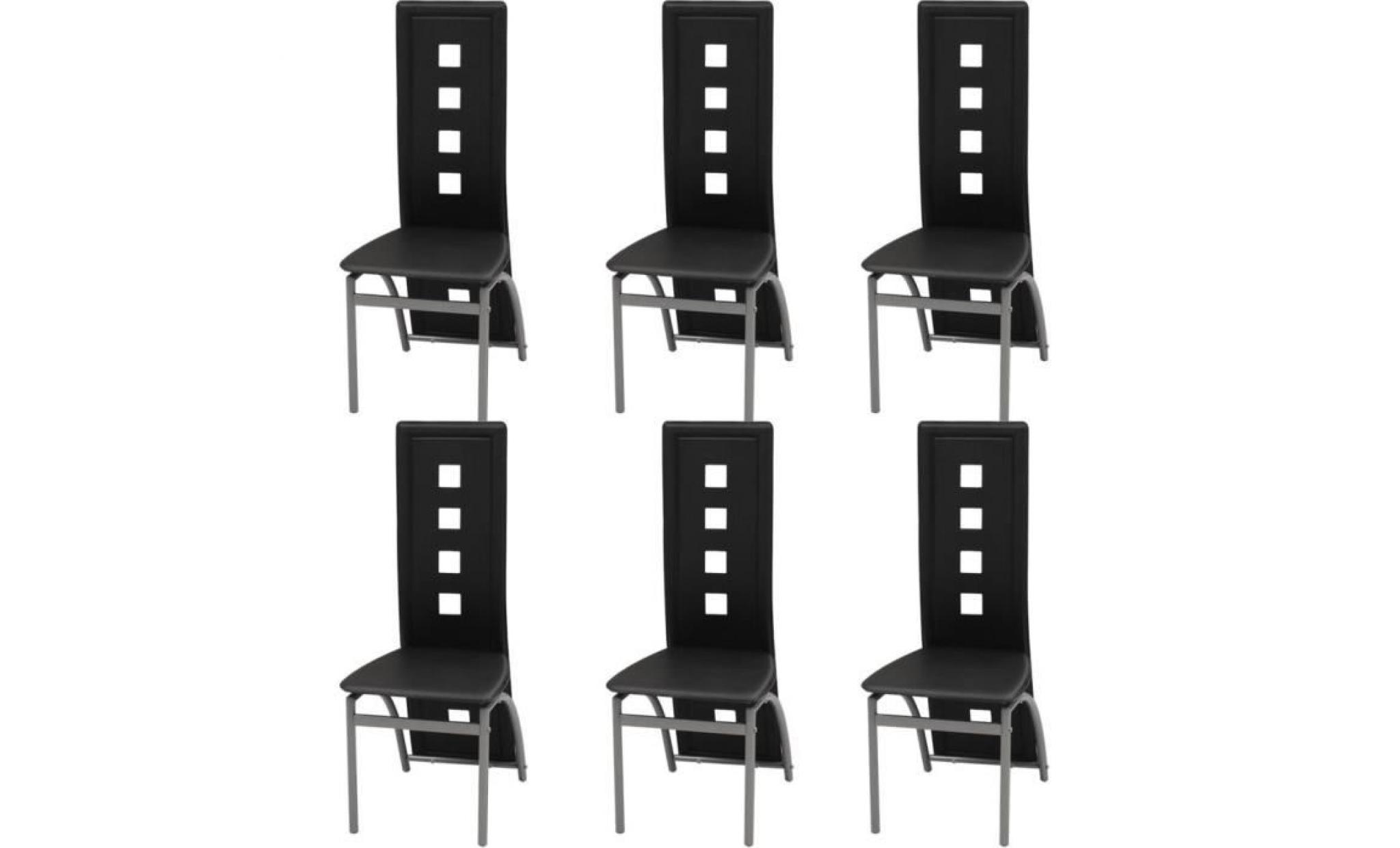 chaises de salle à manger 6 pcs noir cuir artificiel