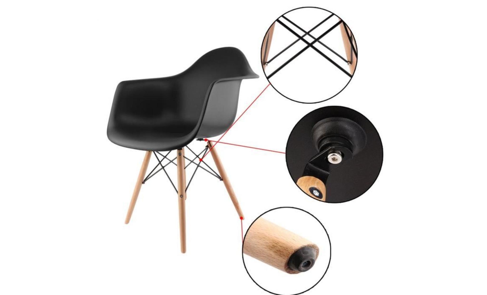 chaises de salle à manger avec fauteuil design scandinave noires pas cher