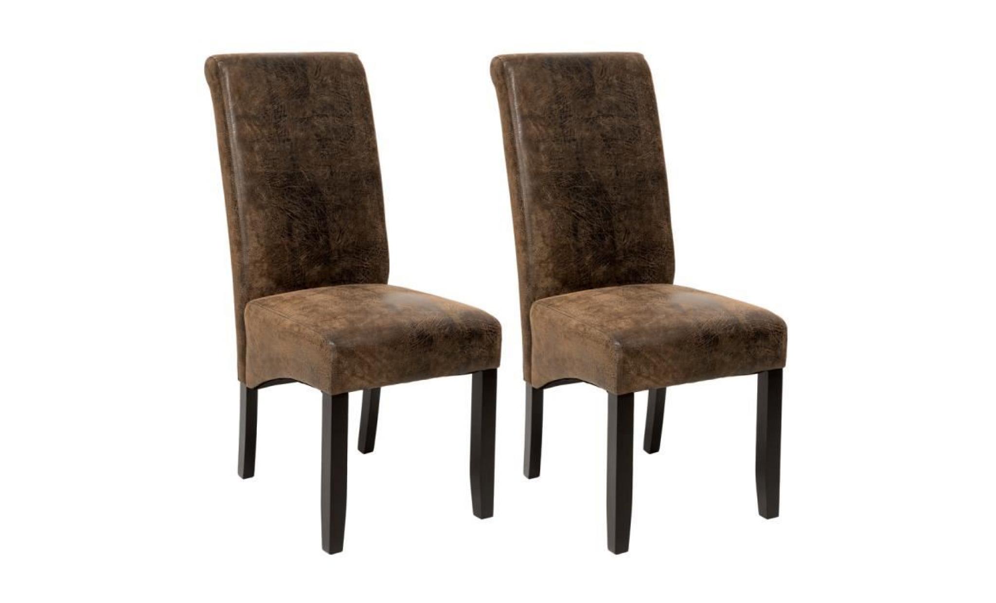 2 Chaises de salle à manger design 105 cm Marron Aspect Vieilli / Daim, Chaises de Salon, Meuble de salon, Mobilier de Salon TECTAKE