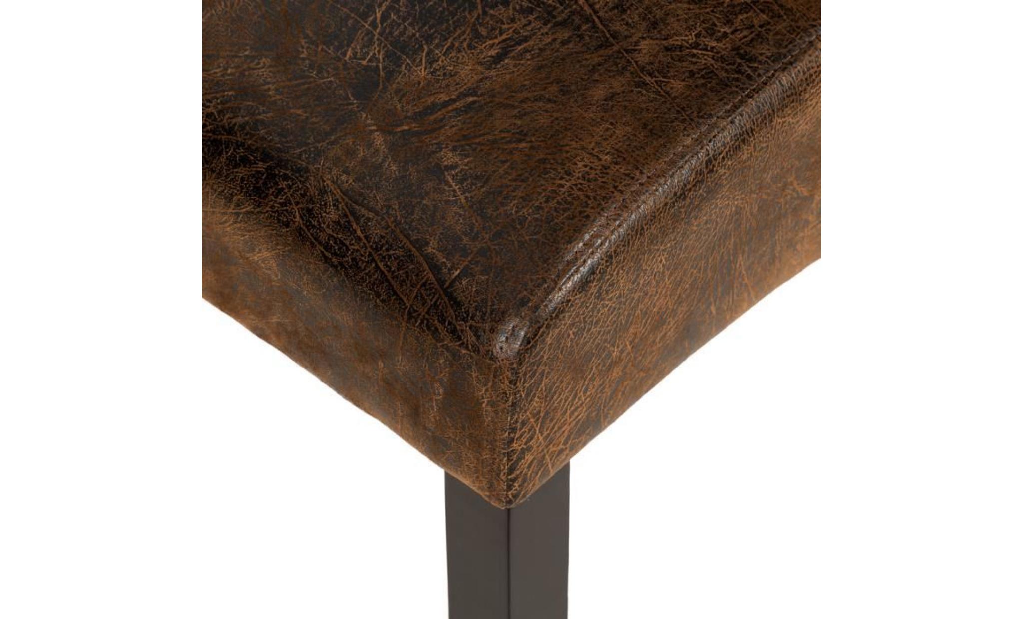 tectake 2 chaises de salle à manger design romantique structure en bois 106 cm marron aspect vieilli / daim pas cher