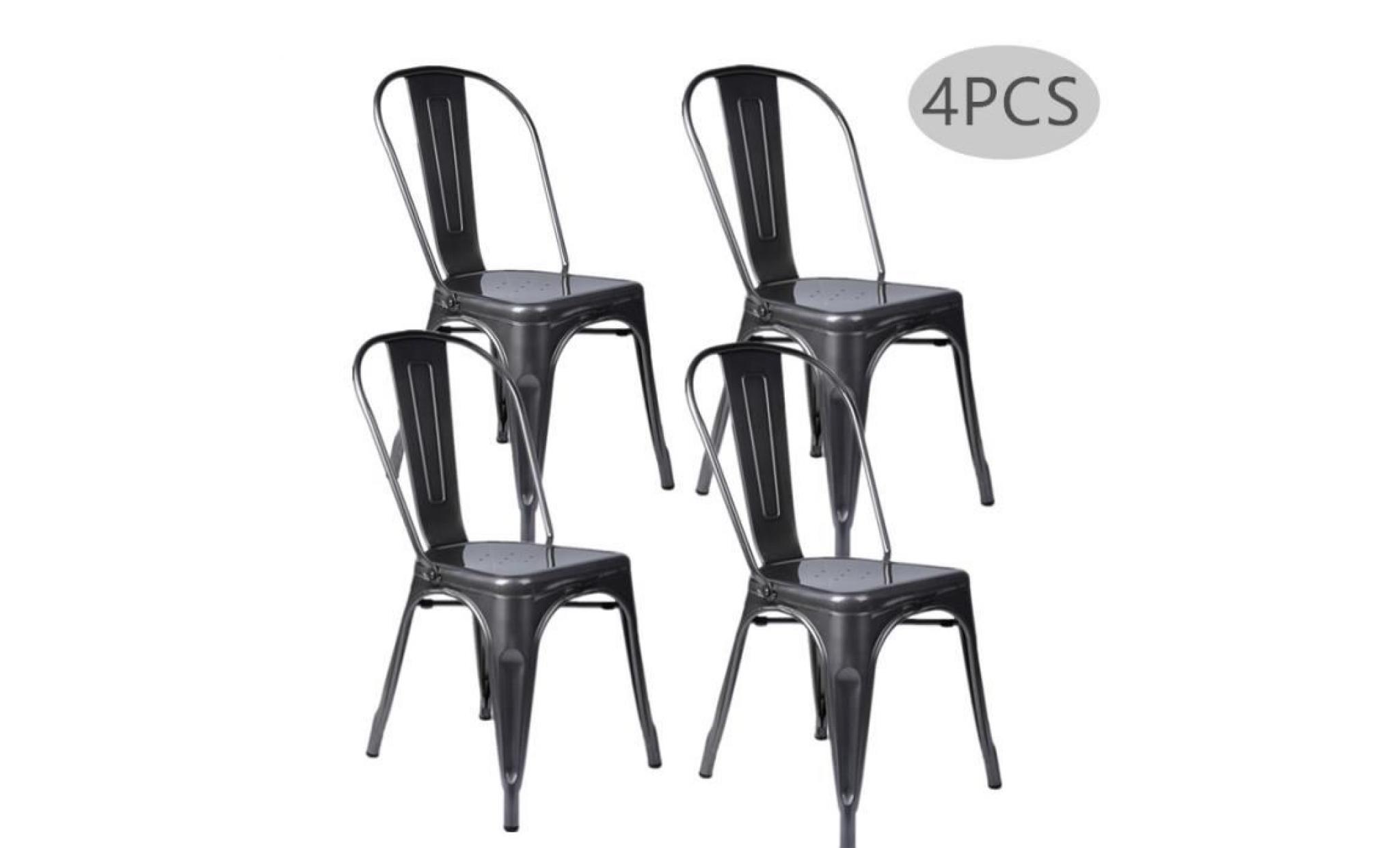 chaises de salle a manger lot de 4  metal industriel design chaise tolix（gunmetal）