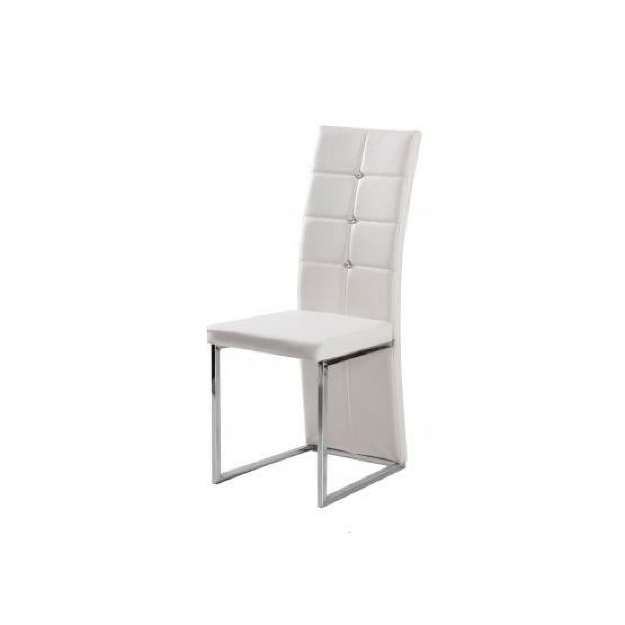 Chaises design mona -  et acier chromé blanc   Par 8 pas cher