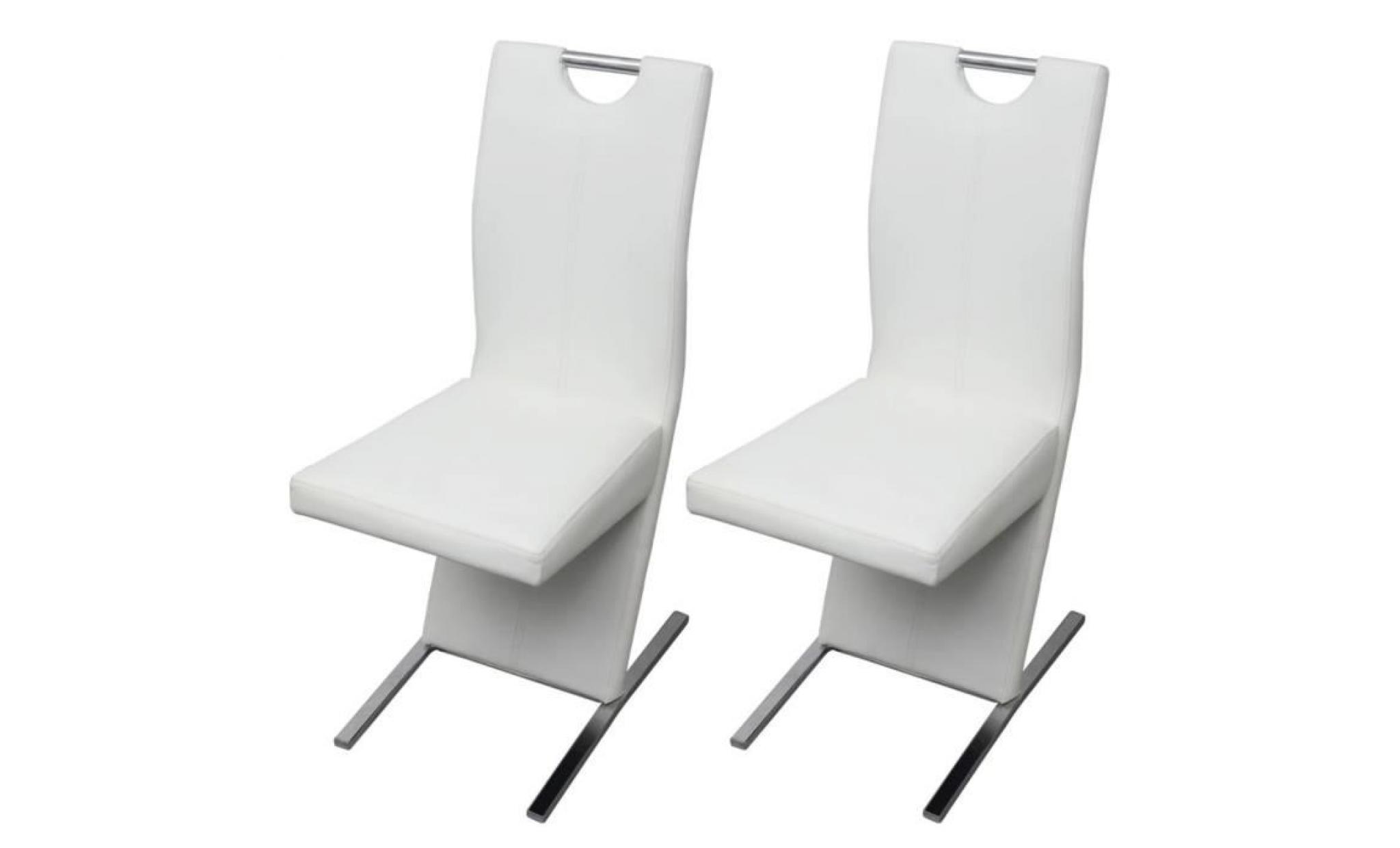 chaises siège 2 pcs en cuir artificiel blanc