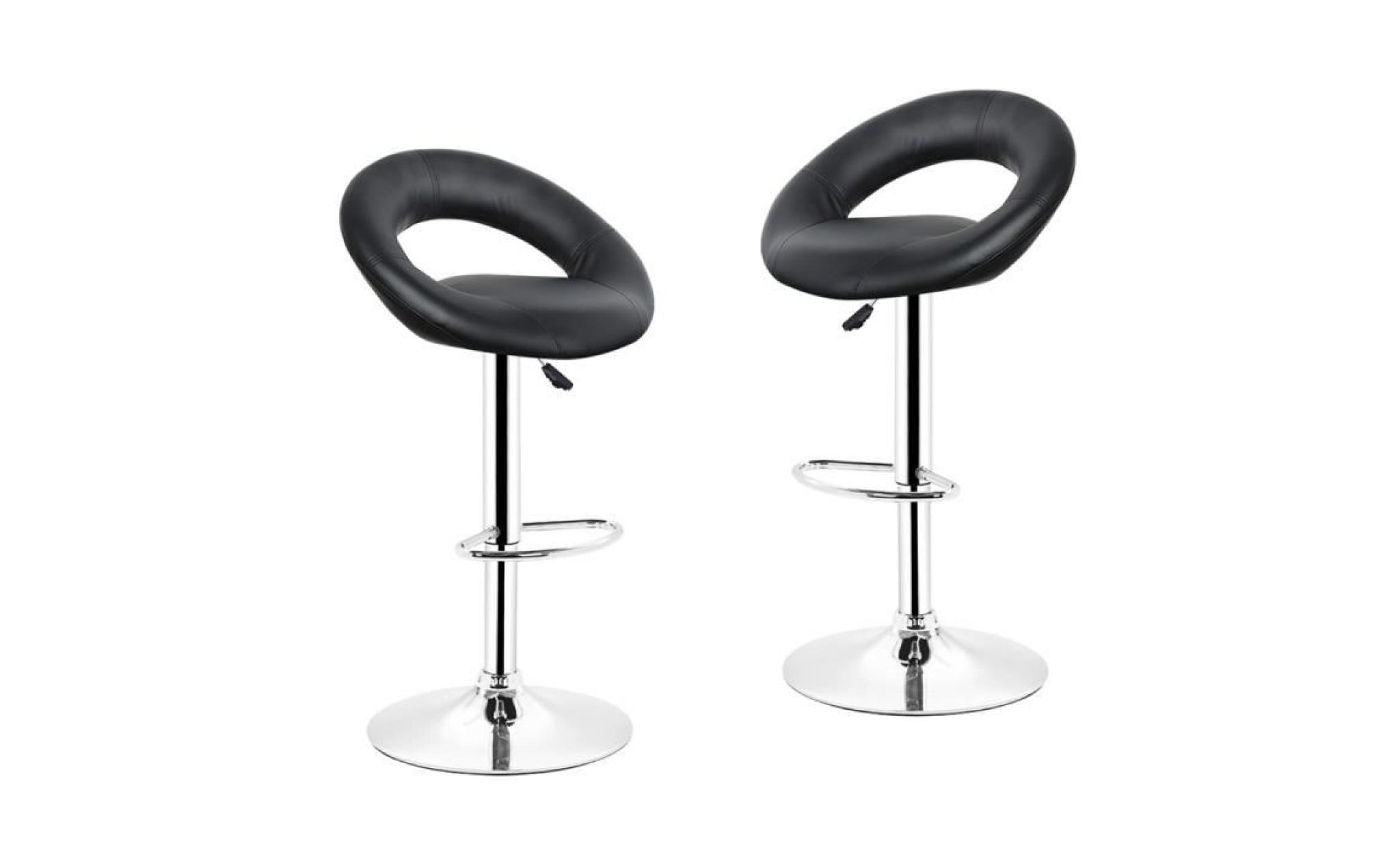 chaises,tabouret de bar noir style contemporain   réglable en hauteur et rotatif(lot de 2) pas cher