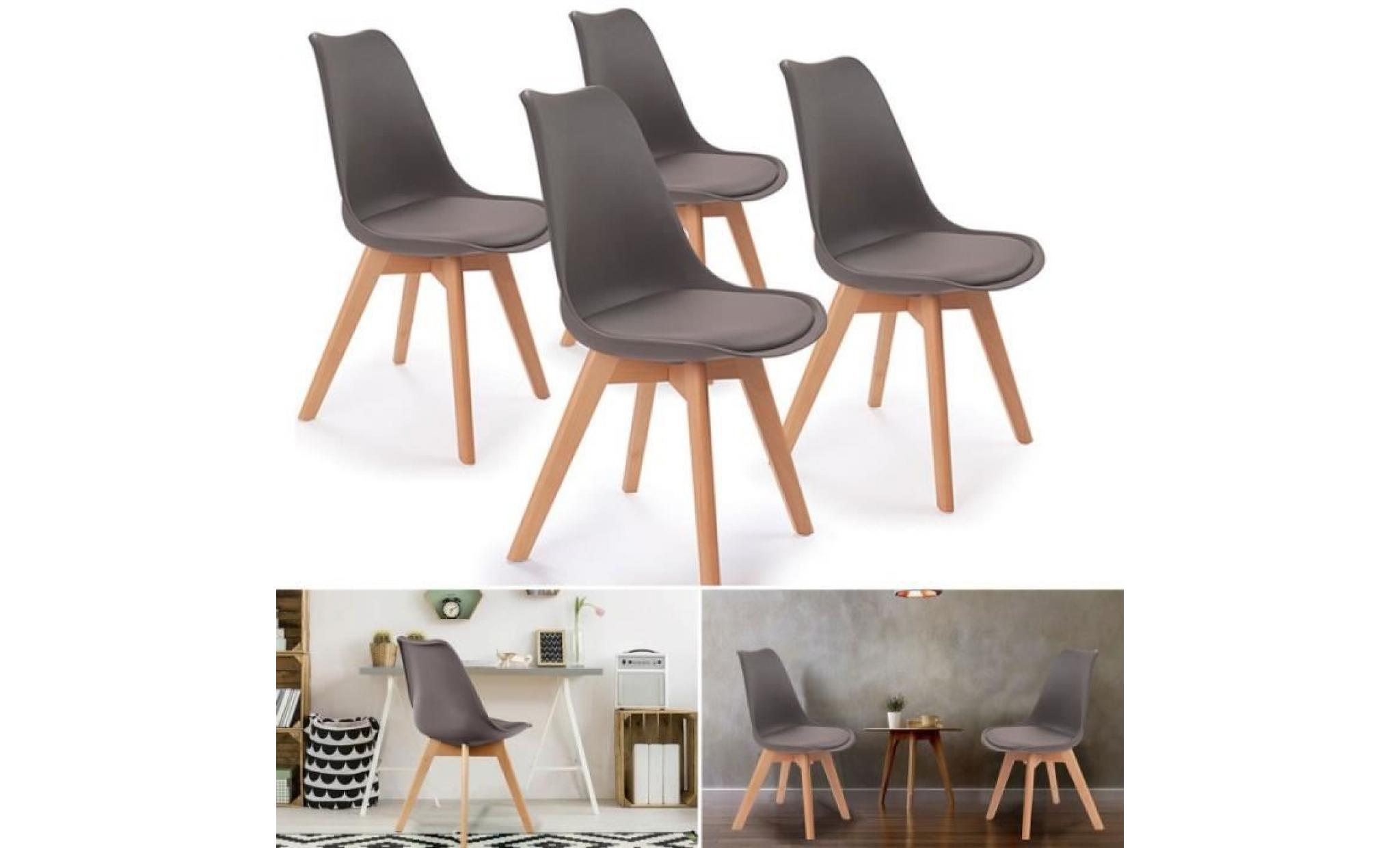 chaises x4 styles scandinave grises pour salle à manger