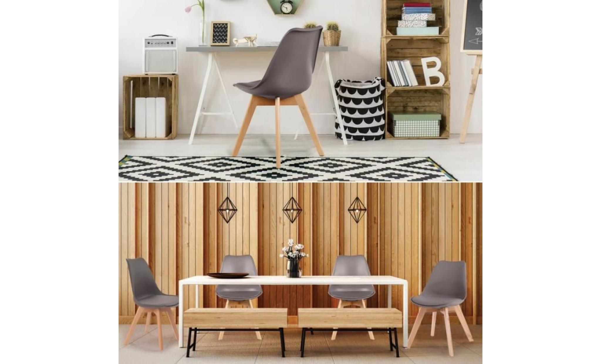 chaises x4 styles scandinave grises pour salle à manger pas cher