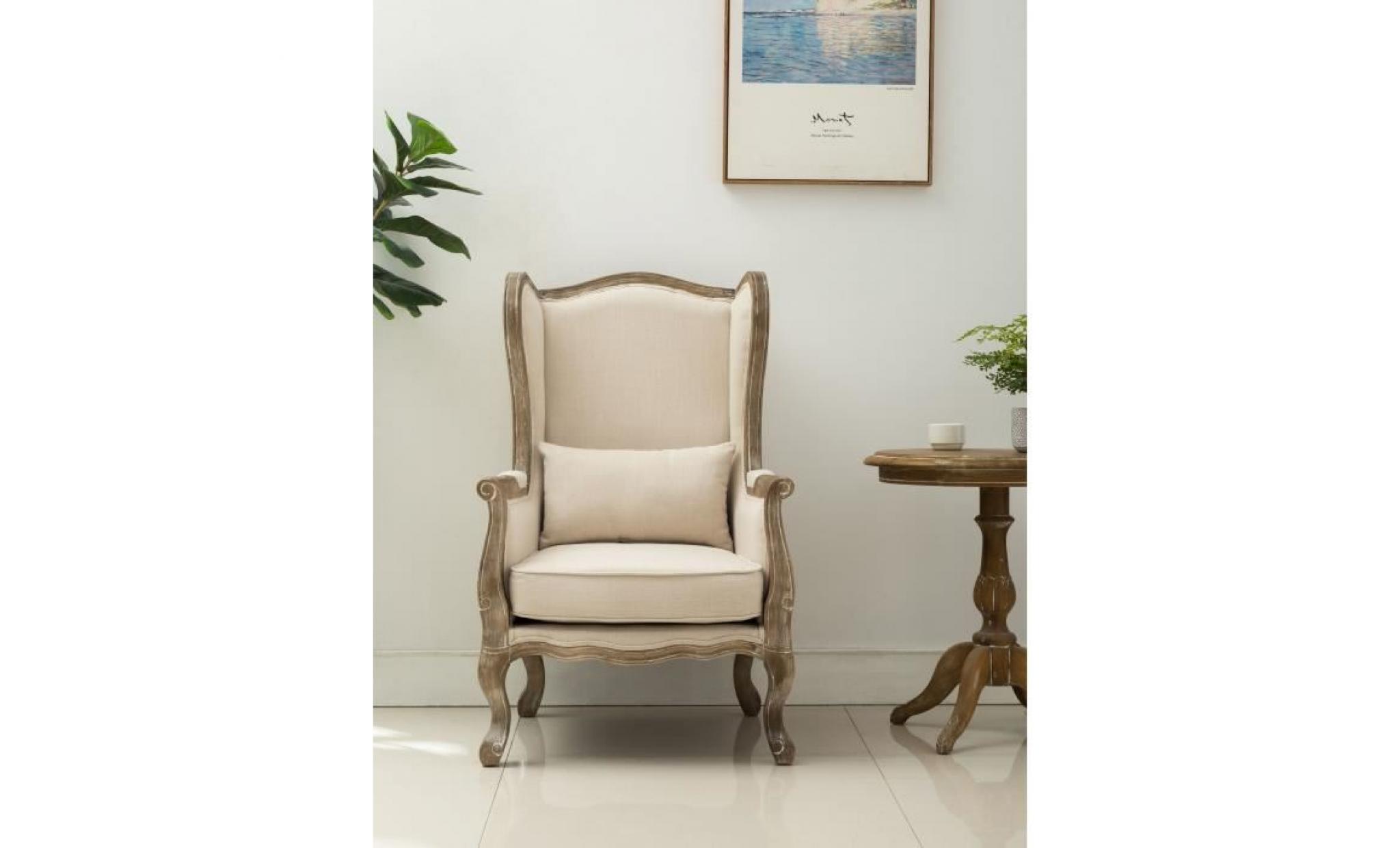 chambourcy fauteuil bergère   lin naturel   l 67 x p 69 cm pas cher