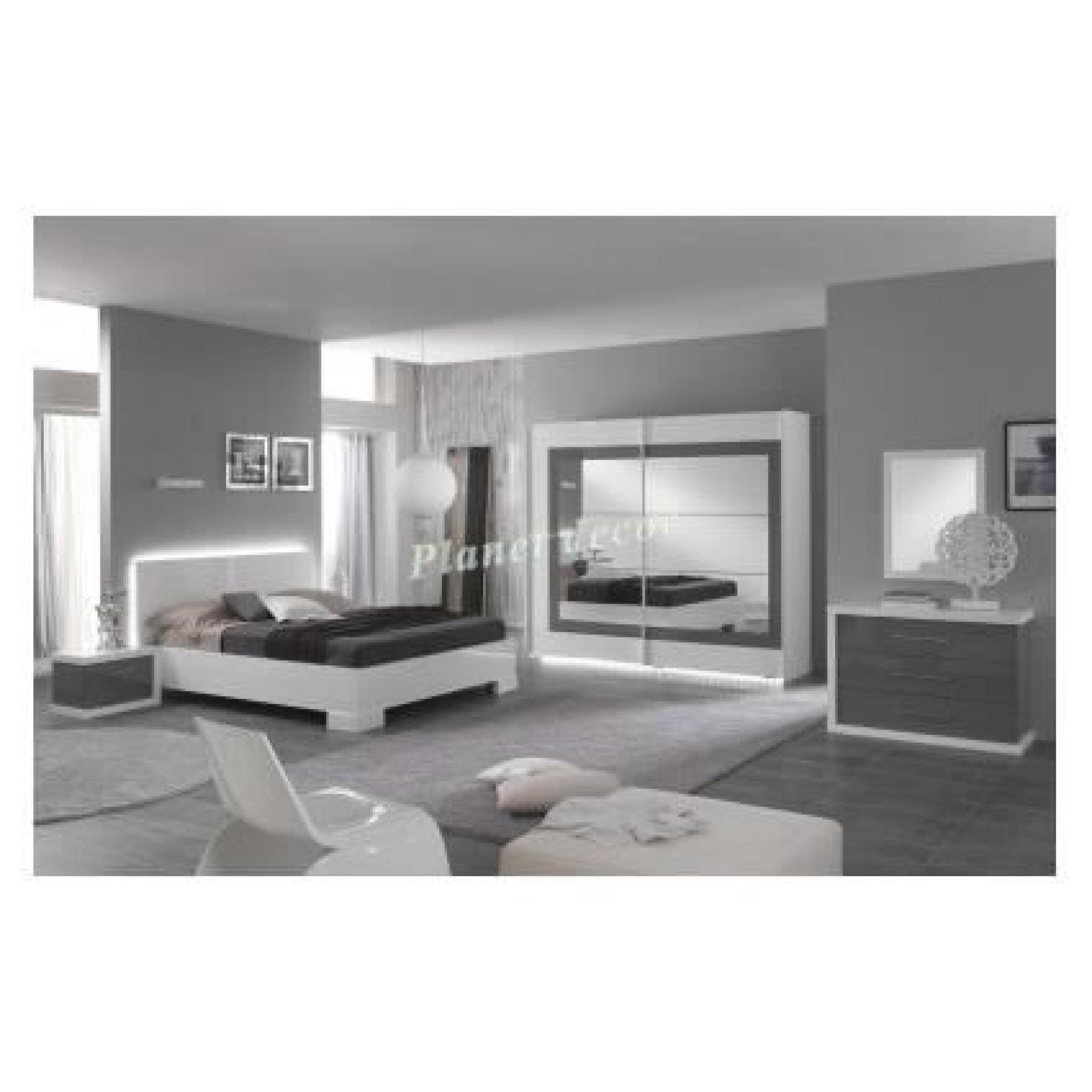 Chambre à coucher compléte ANCONA(blanc-gris)