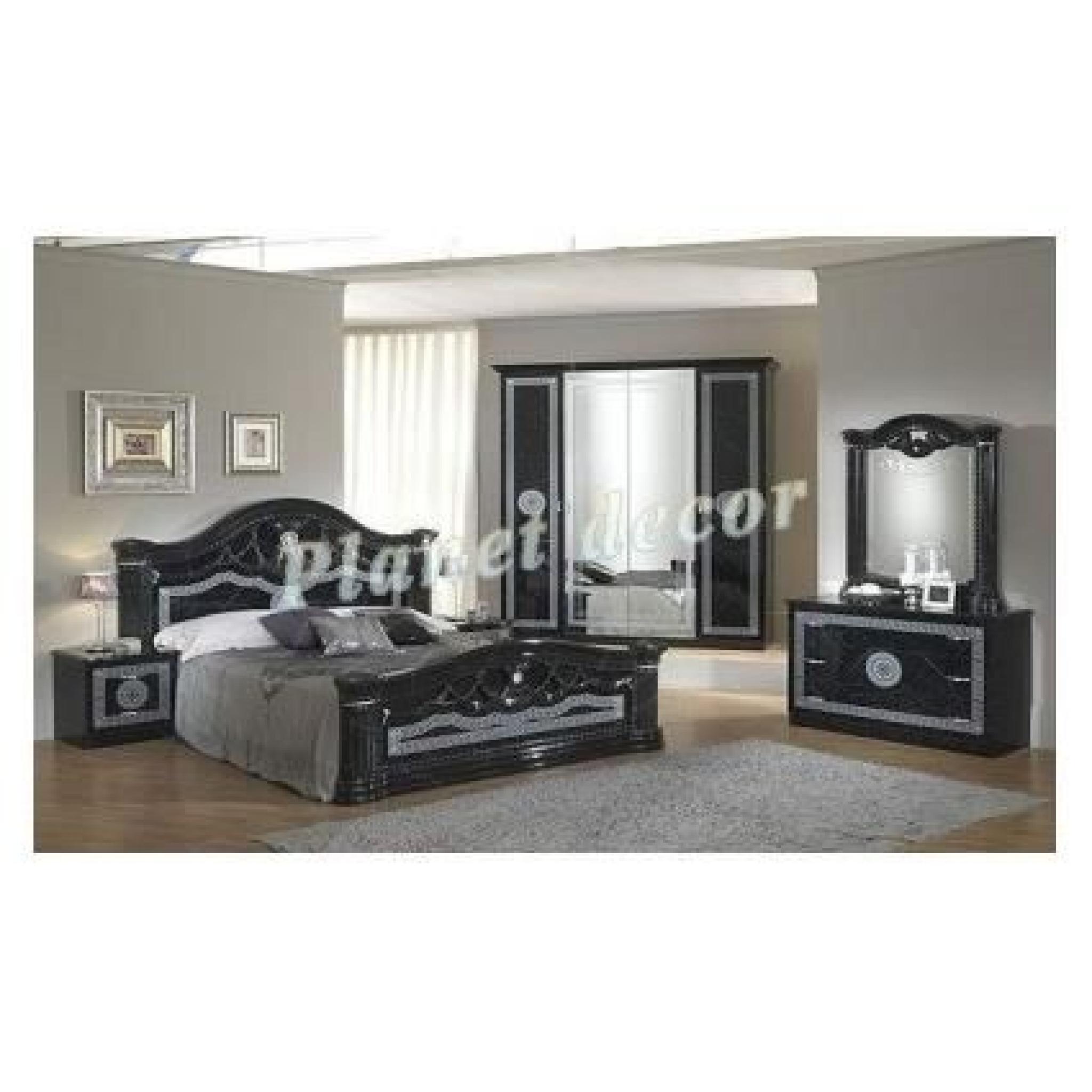 Chambre à coucher model SERENA noir armoire 4 portes