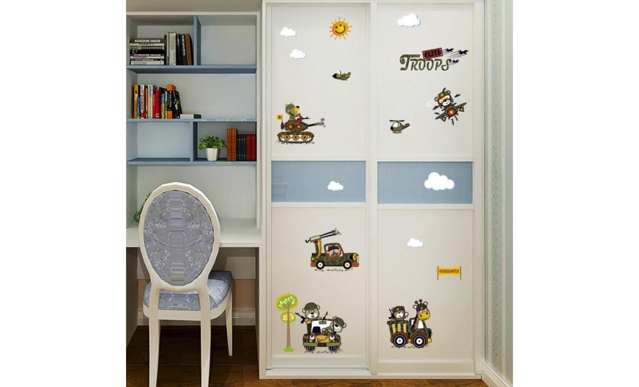 chambre d'enfants de chambre à coucher de soldat animal de dessin animé peut enlever des autocollants de mur decor2247 pas cher
