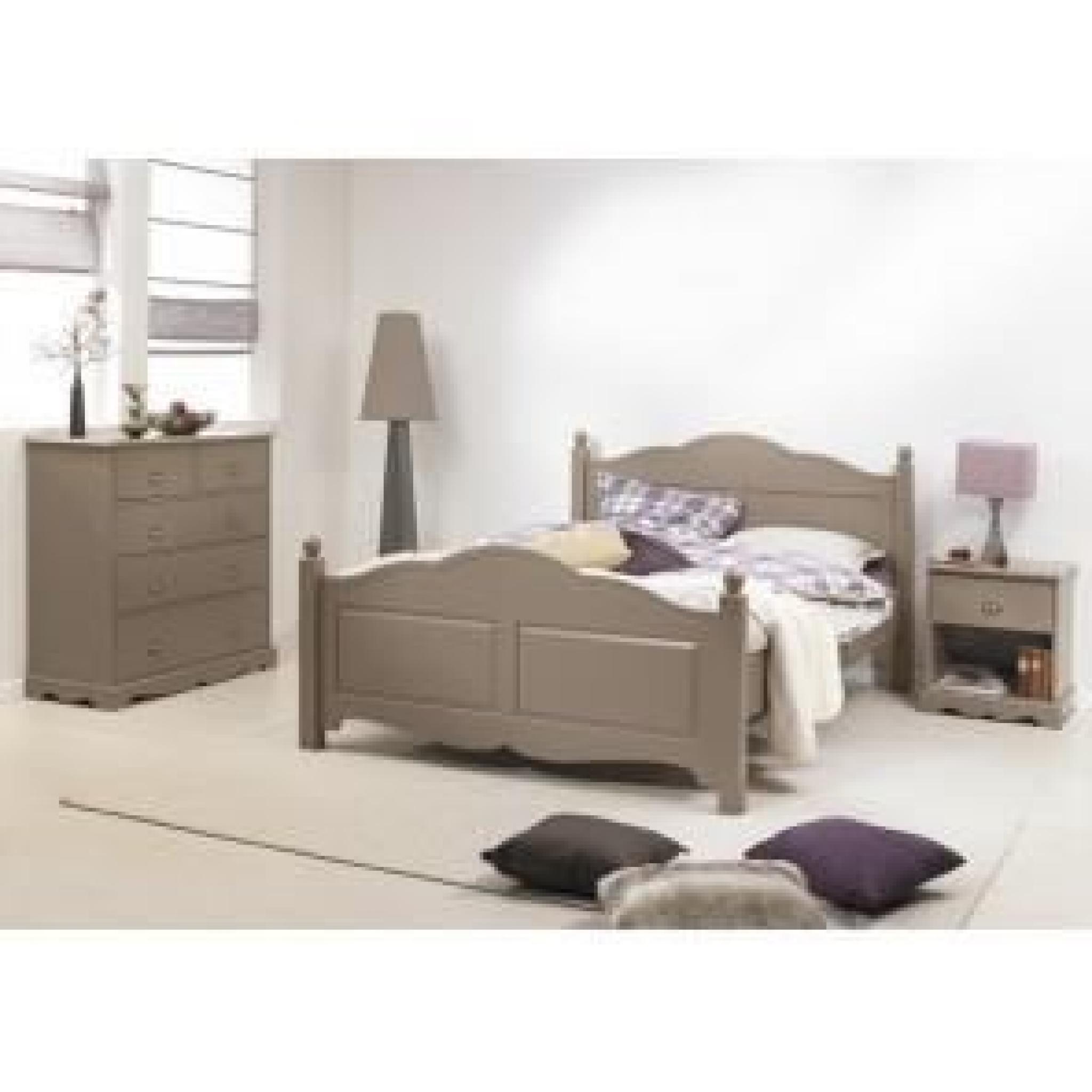 Chambre Taupe Lit 140 + Commode + Chevet. 