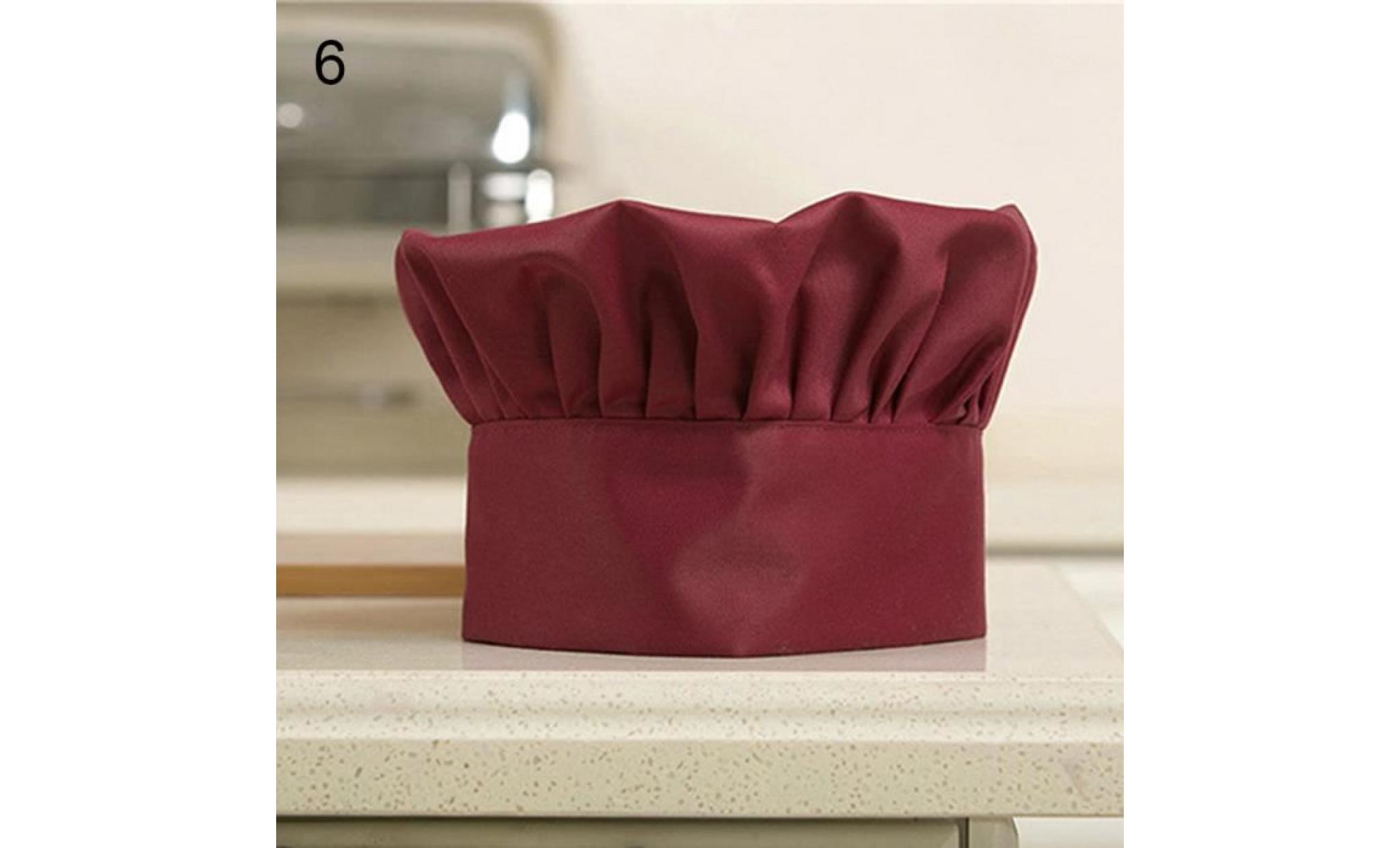 chapeau de cuisinier réglable confortable unisexe de cuisine chef cap élastique traiteur cook hat vin rouge