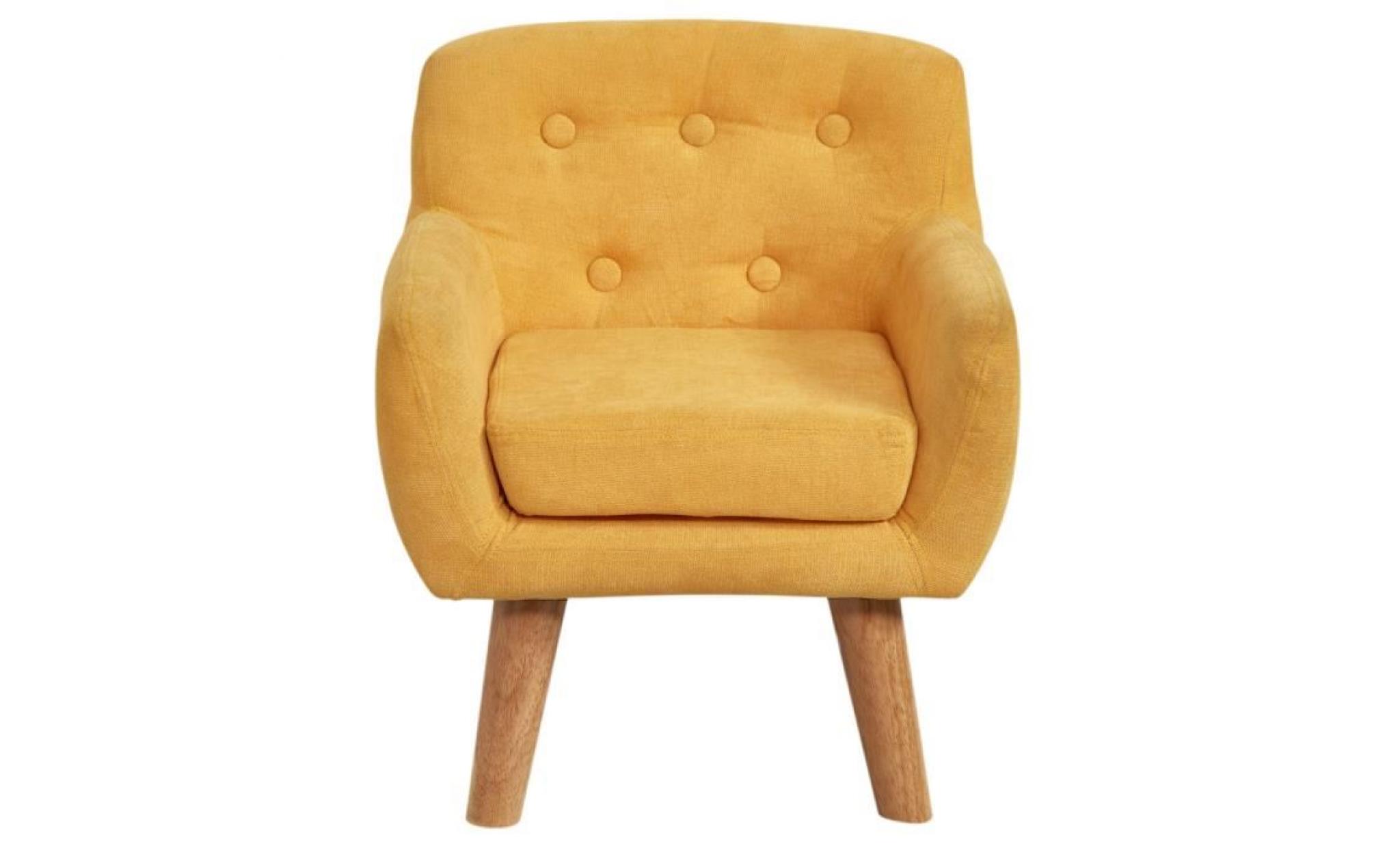 charlotte fauteuil enfant pieds bois chêne   tissu jaune   scandinave   l 42 x p 39 cm pas cher