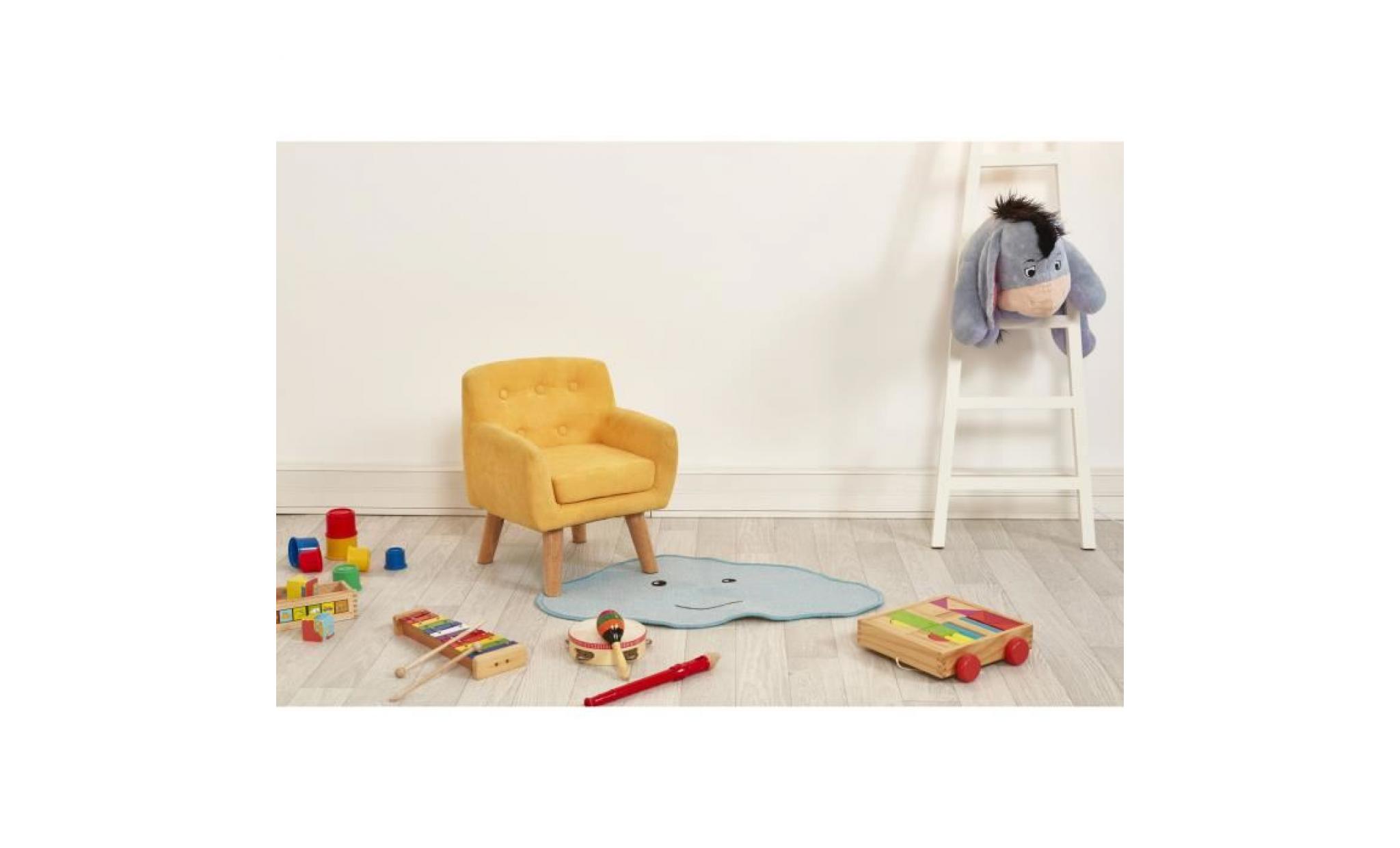 charlotte fauteuil enfant pieds bois chêne   tissu gris   scandinave   l 42 x p 39 cm pas cher