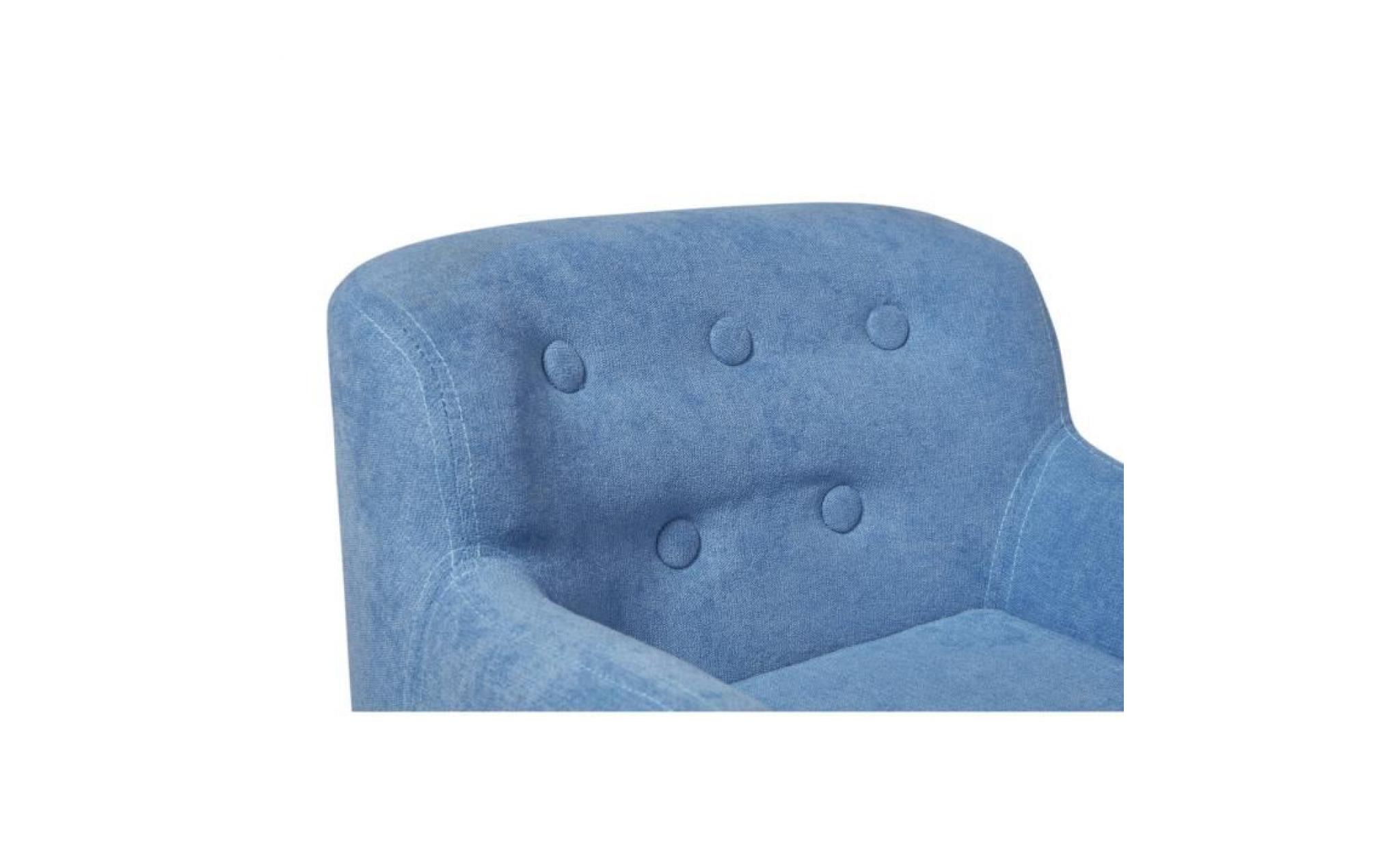 charlotte fauteuil enfant tissu bleu   pieds bois   scandinave   l 42 x p 39 cm pas cher