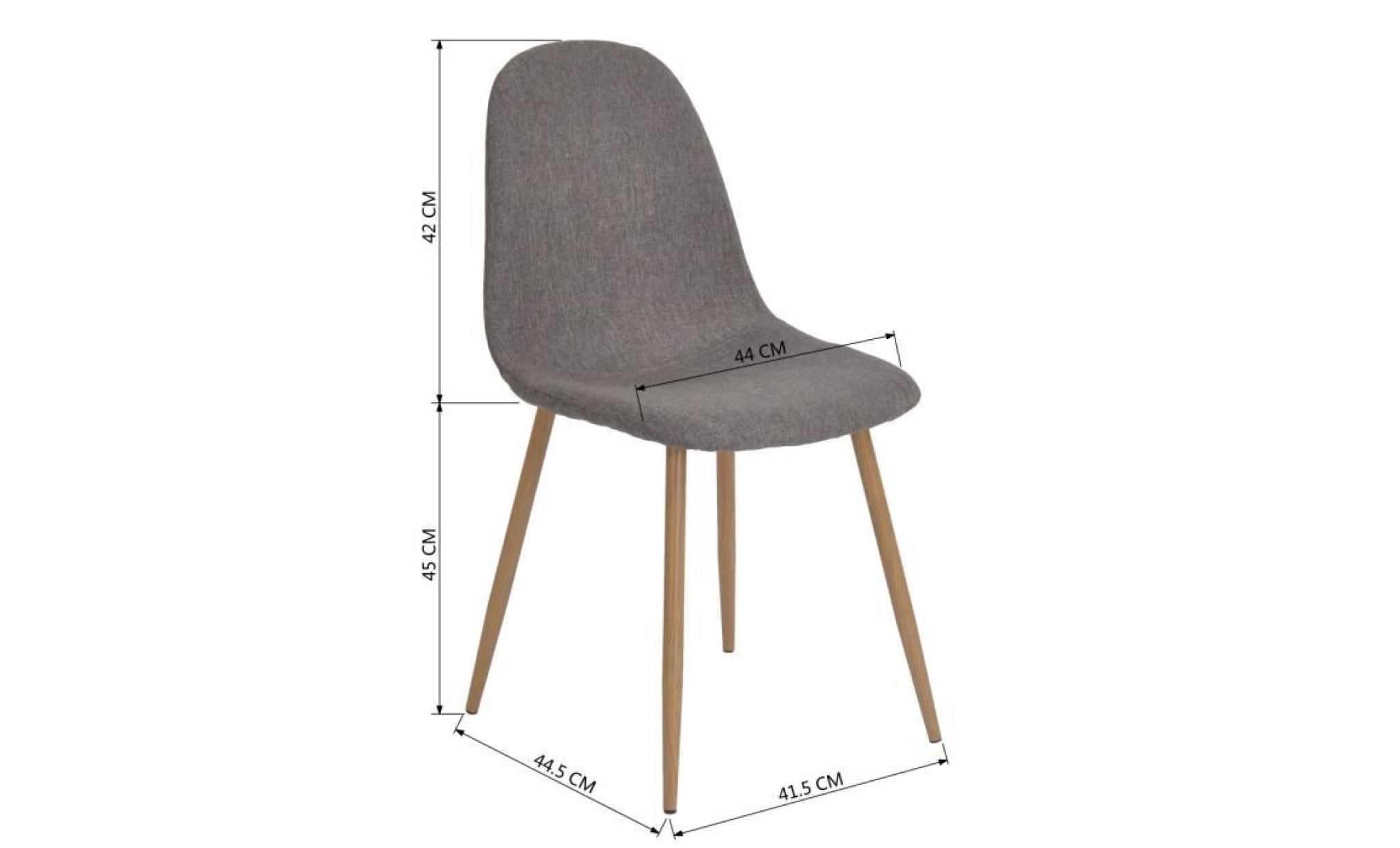 charlton lot de 4 chaises de salle à manger en métal imprimé bois   revêtement tissu gris   contemporain   l 43 x p 55 cm pas cher