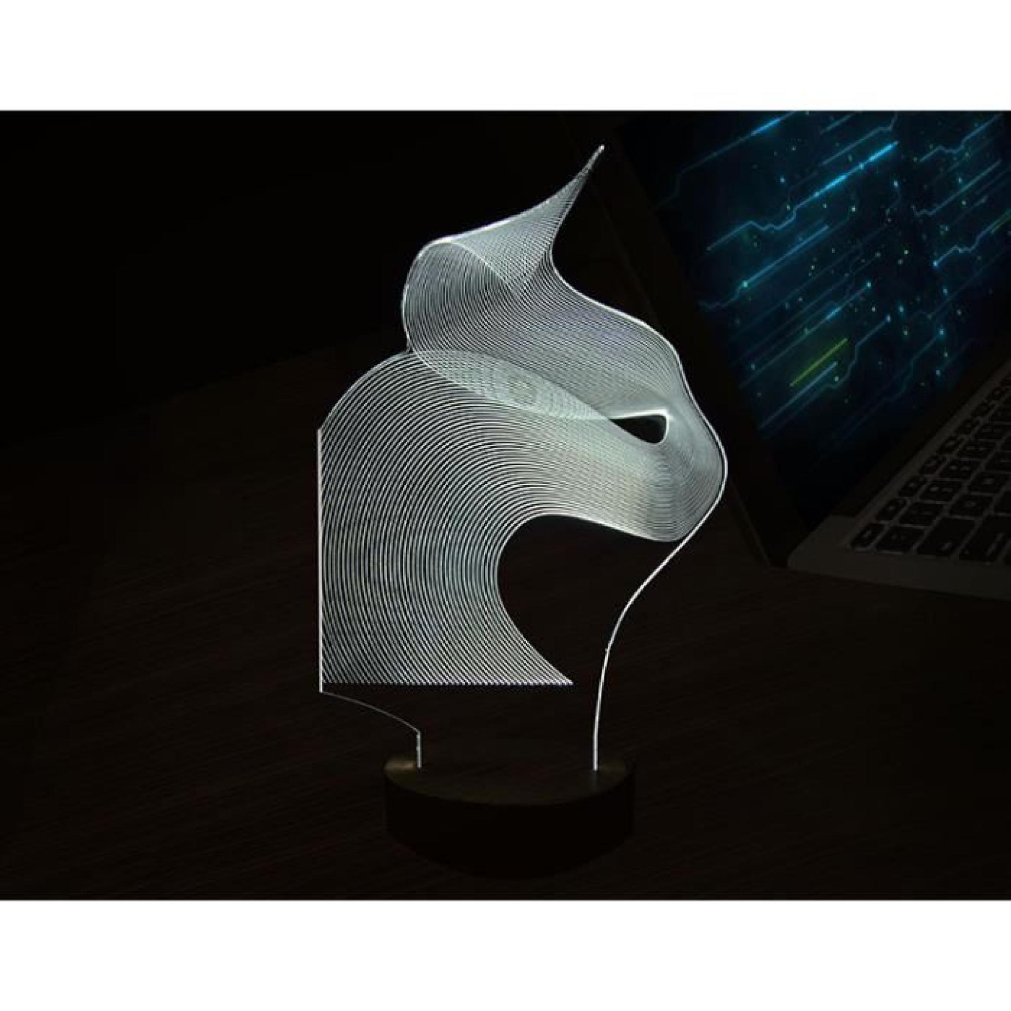 Chat abstraite  Stéréoscopique bois 3D LED Veilleuse lampe de table minimaliste créative pas cher