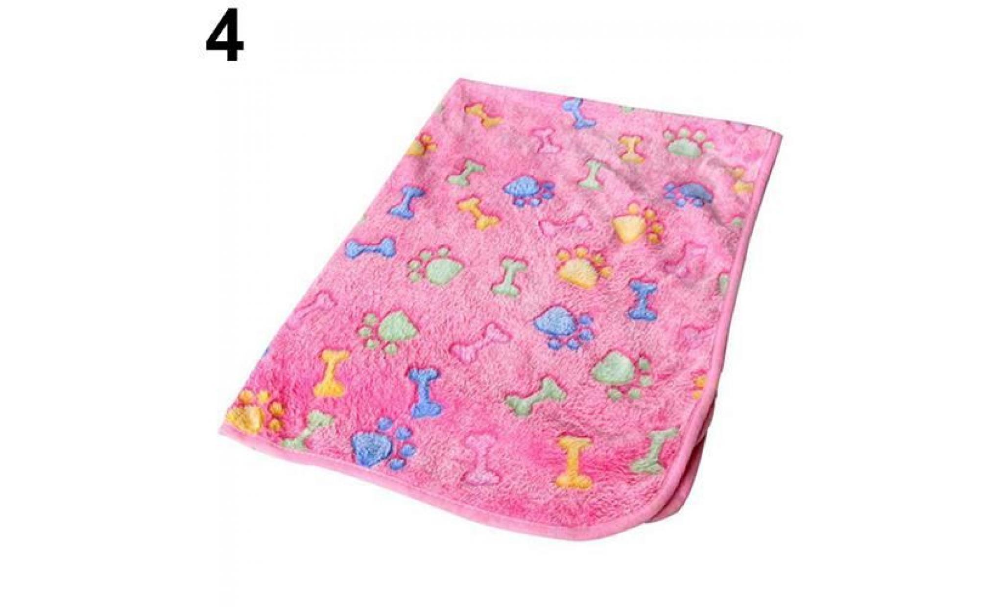 chaud tapis pour chien chat chien chiot patte imprimé doublure en molleton couverture coussin lit rose os 20 * 20cm