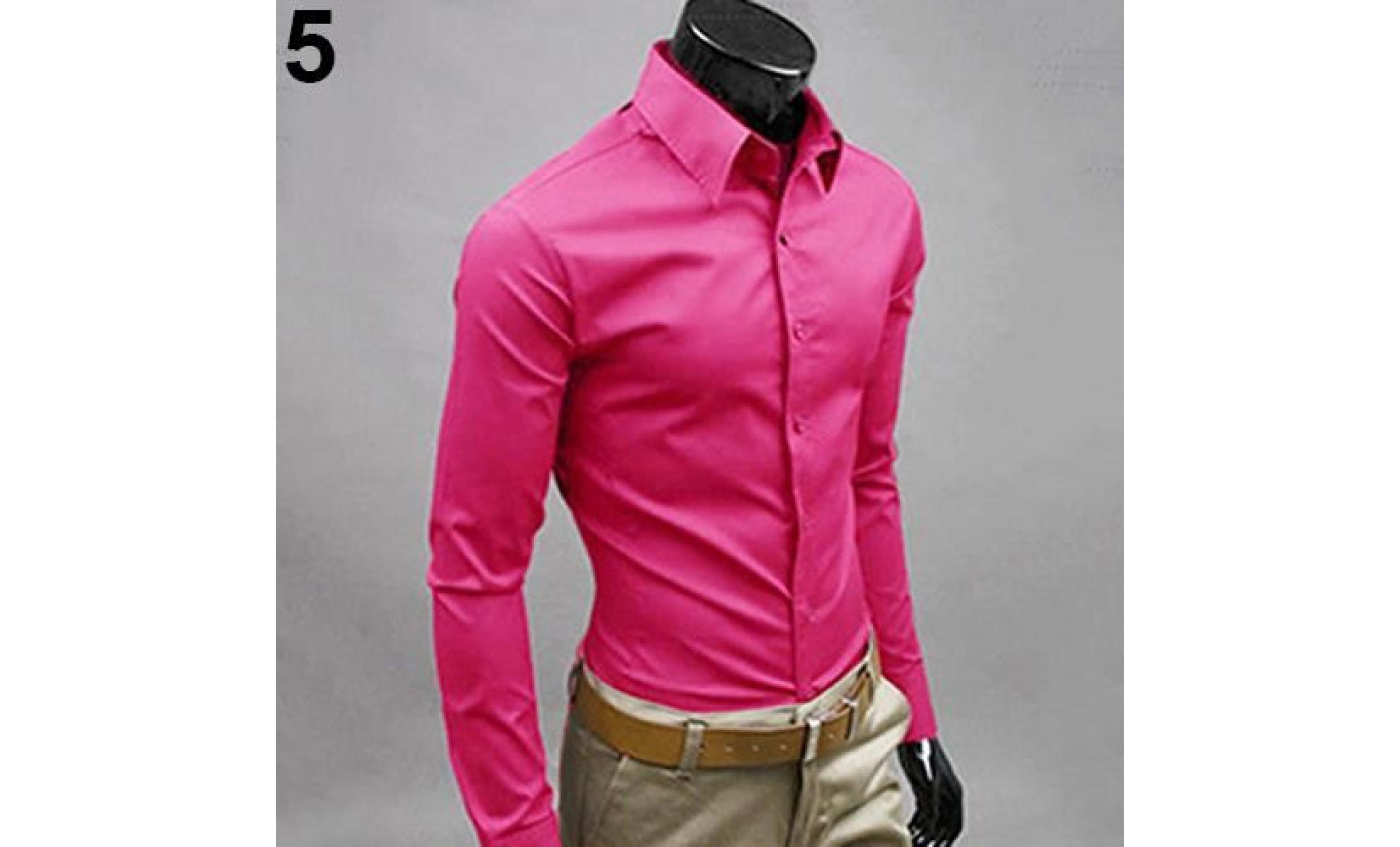 chemise de ville pour homme coupe décontractée de couleur unie à manches longues et à manches longues, coupe ajustée top xl xl